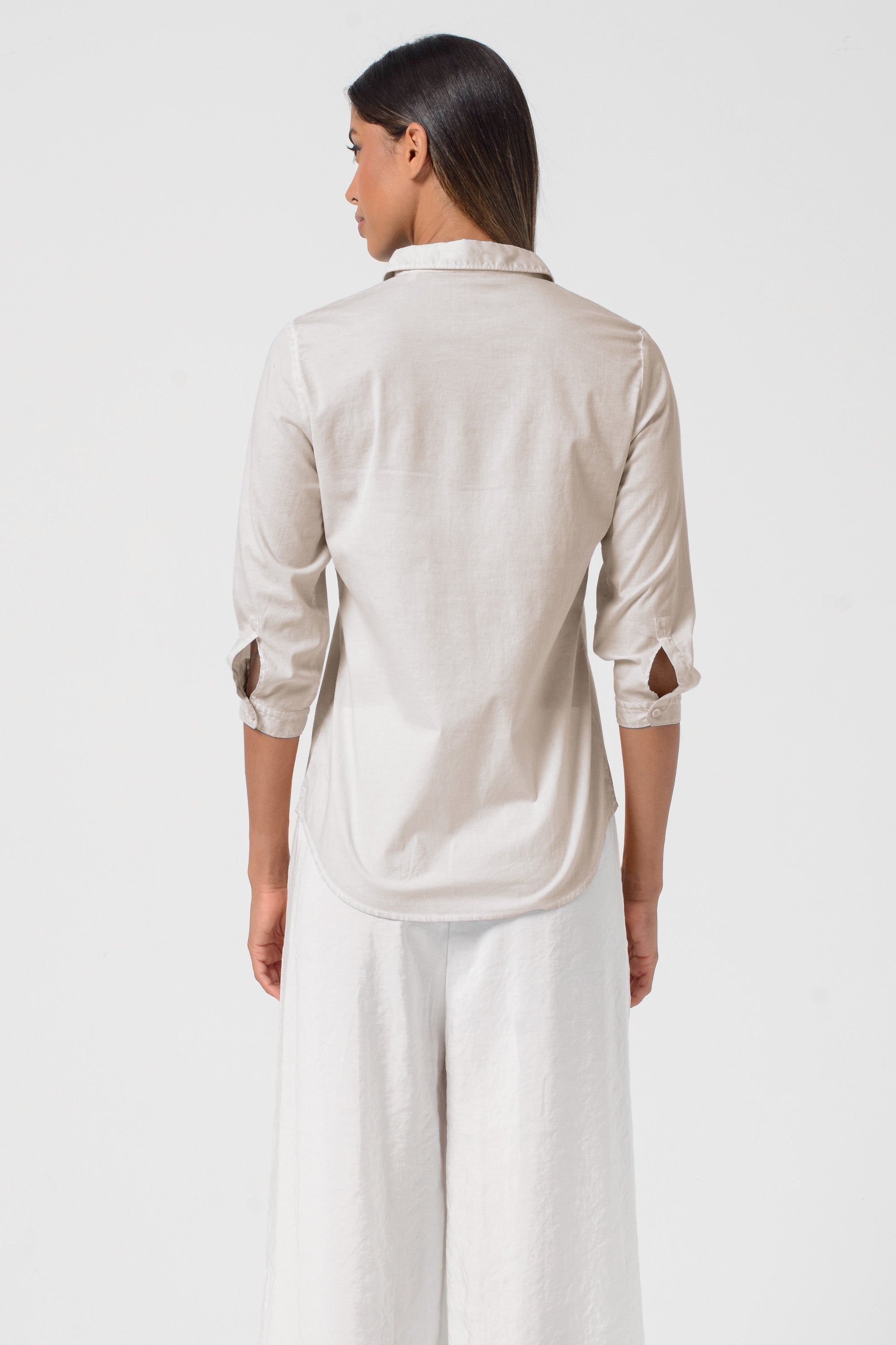 Camicia Popeline Manica 3/4 - Canapa