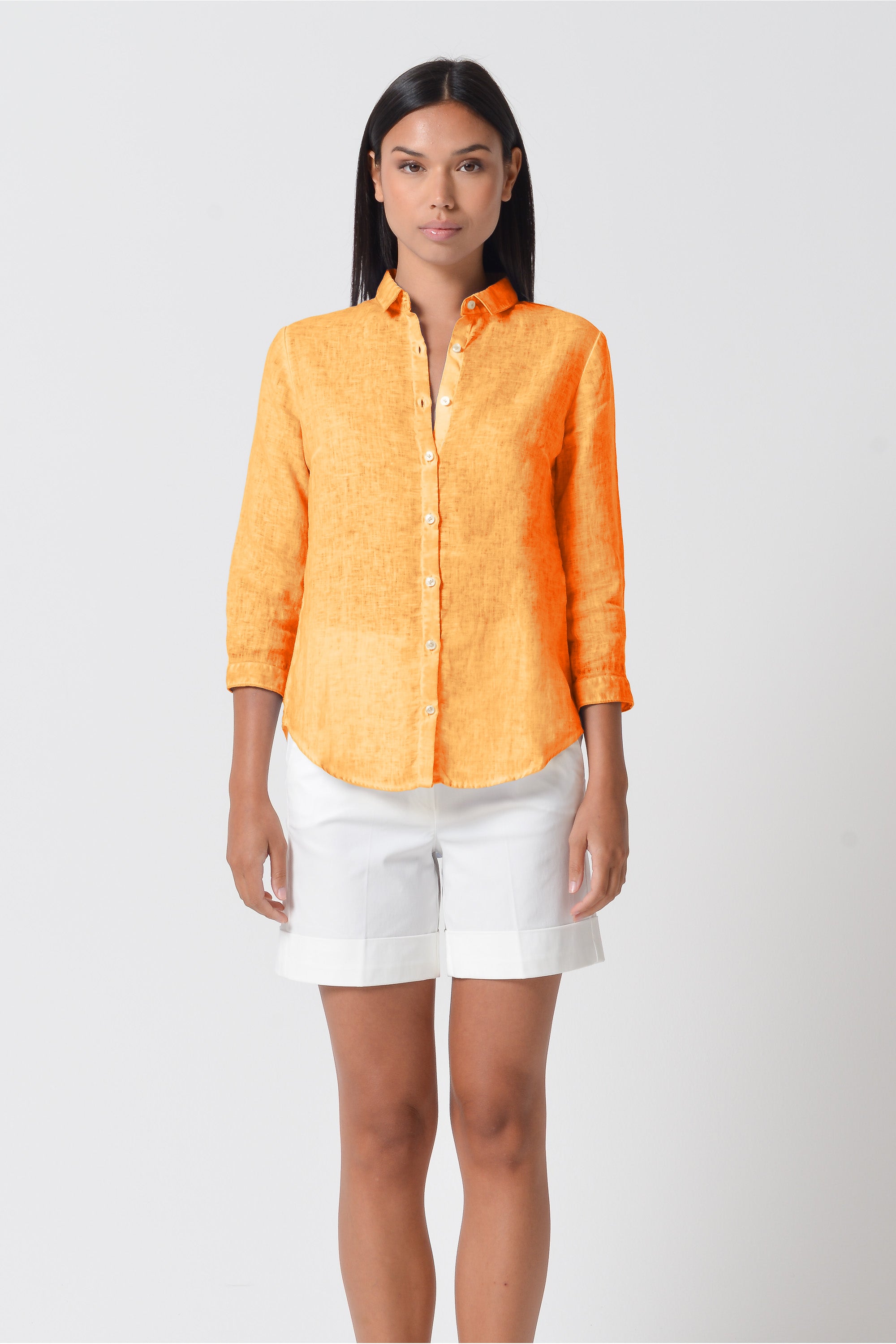 Valerie Shirt in Linen - Apricot