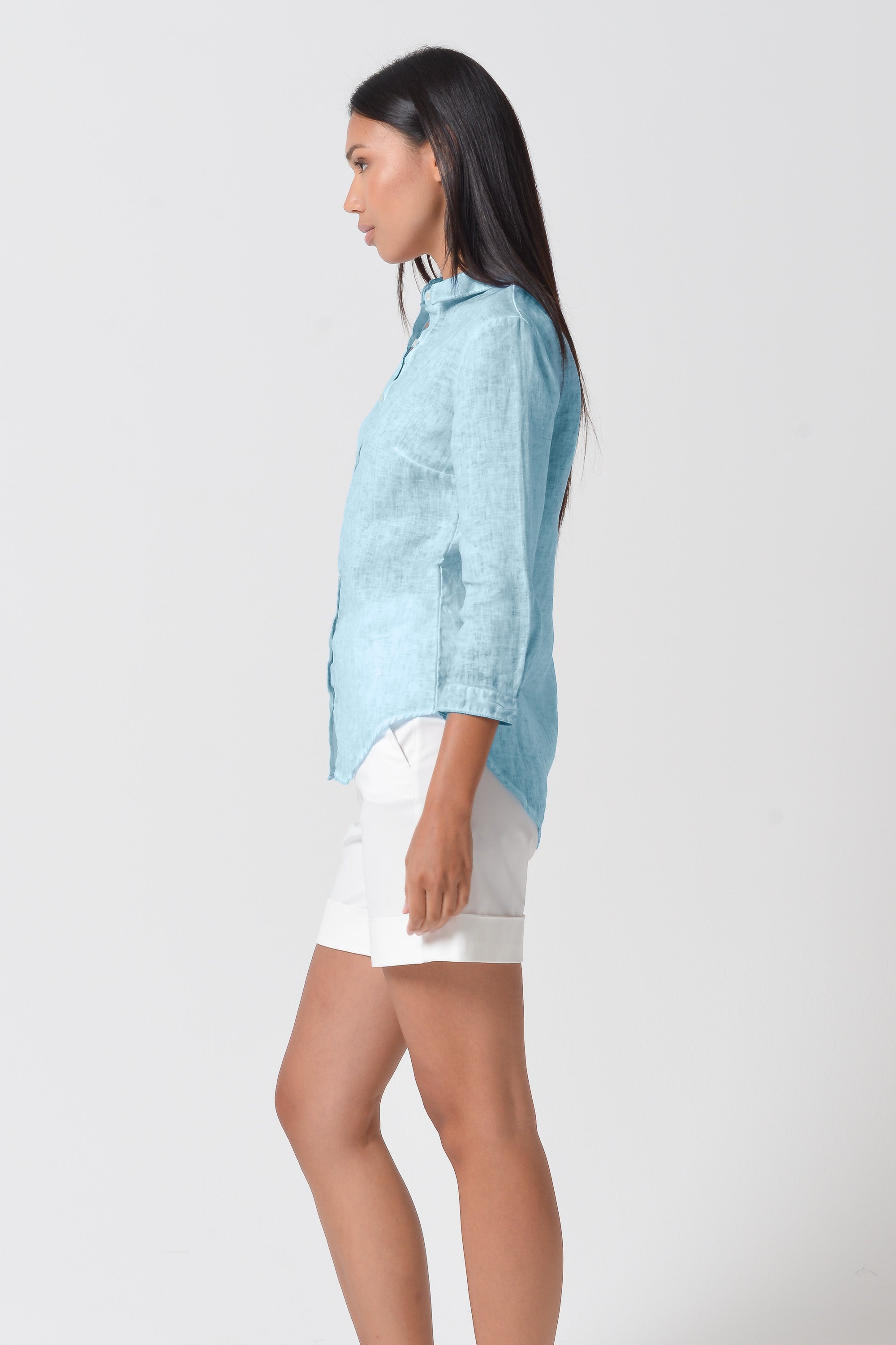 Valerie Shirt in Linen - Bora Bora