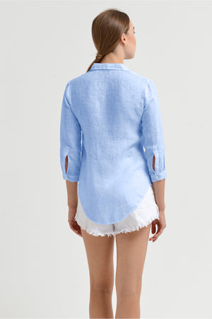 Valerie Shirt in Linen - Cielo