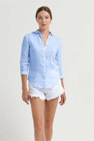 Valerie Shirt in Linen - Cielo