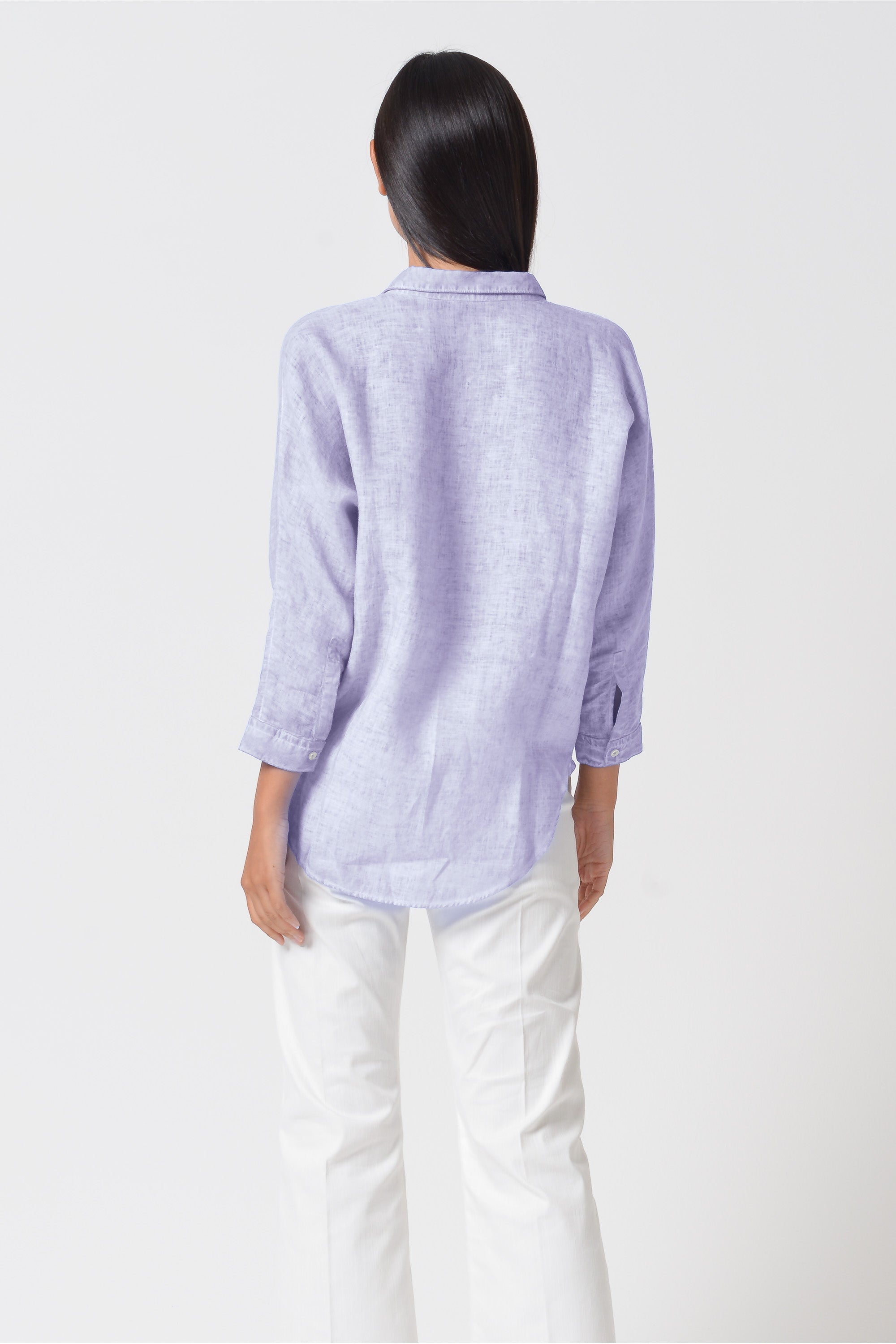 Ollie Blouse in Linen - Lilac
