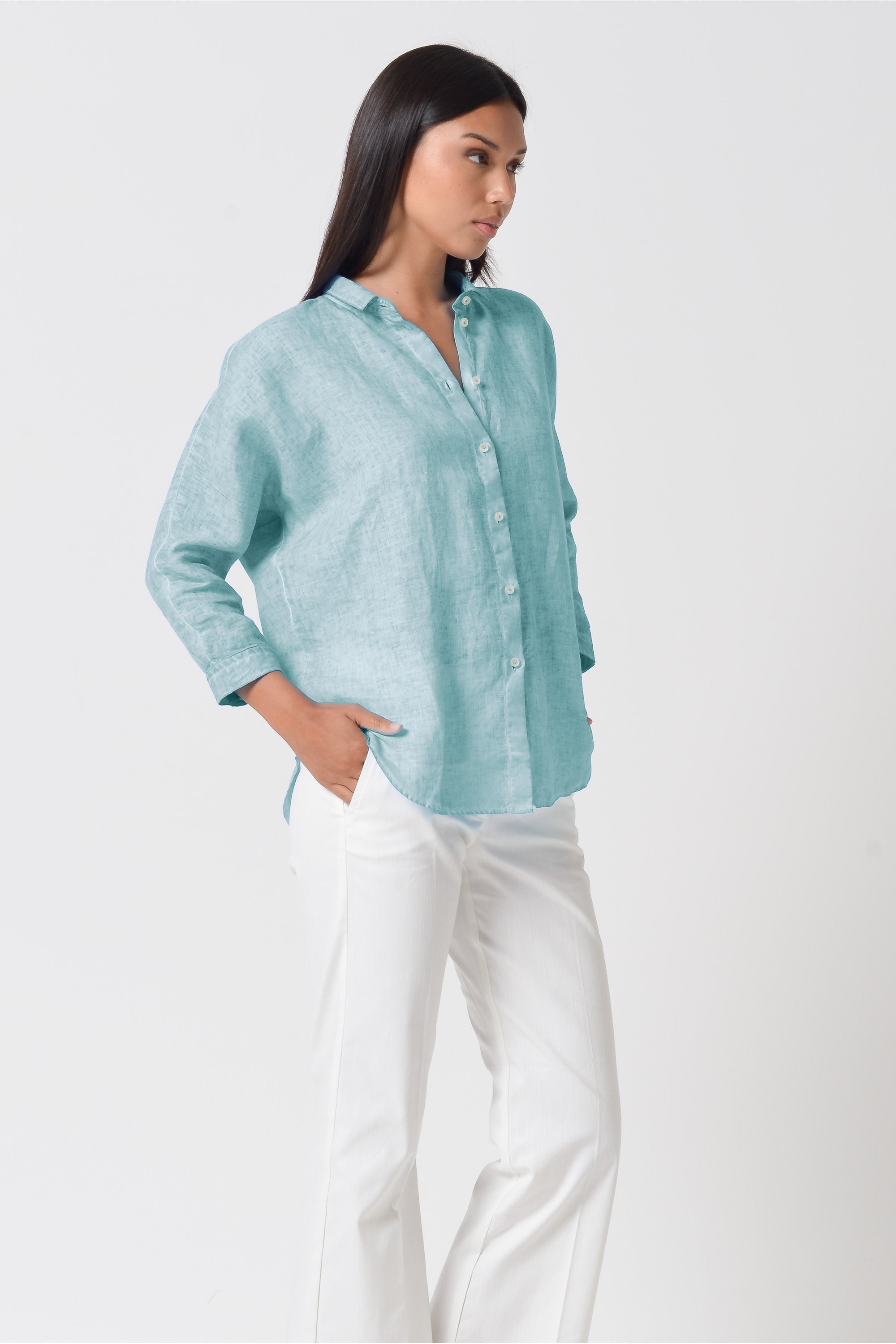 Ollie Blouse in Linen - Barbados