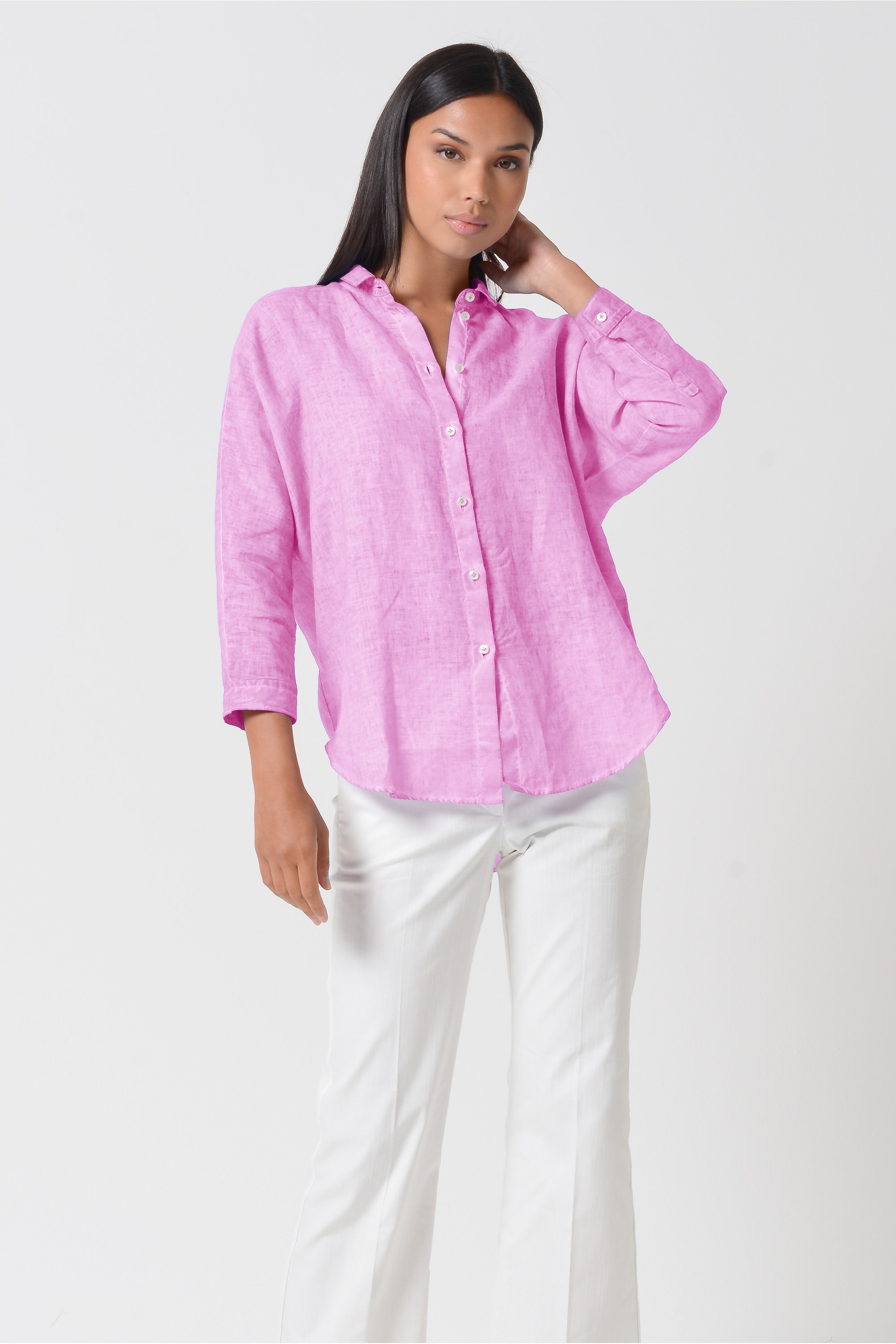 Ollie Blouse in Linen - Candy