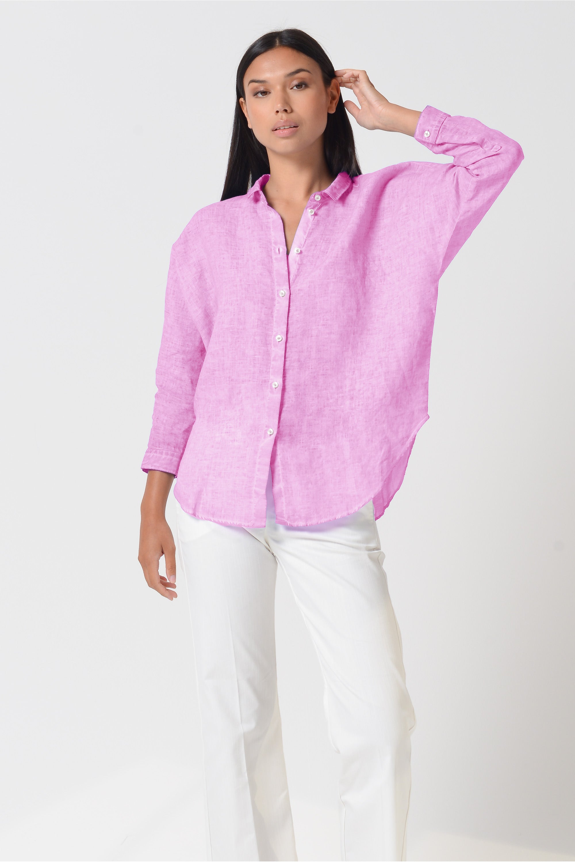 Ollie Blouse in Linen - Candy