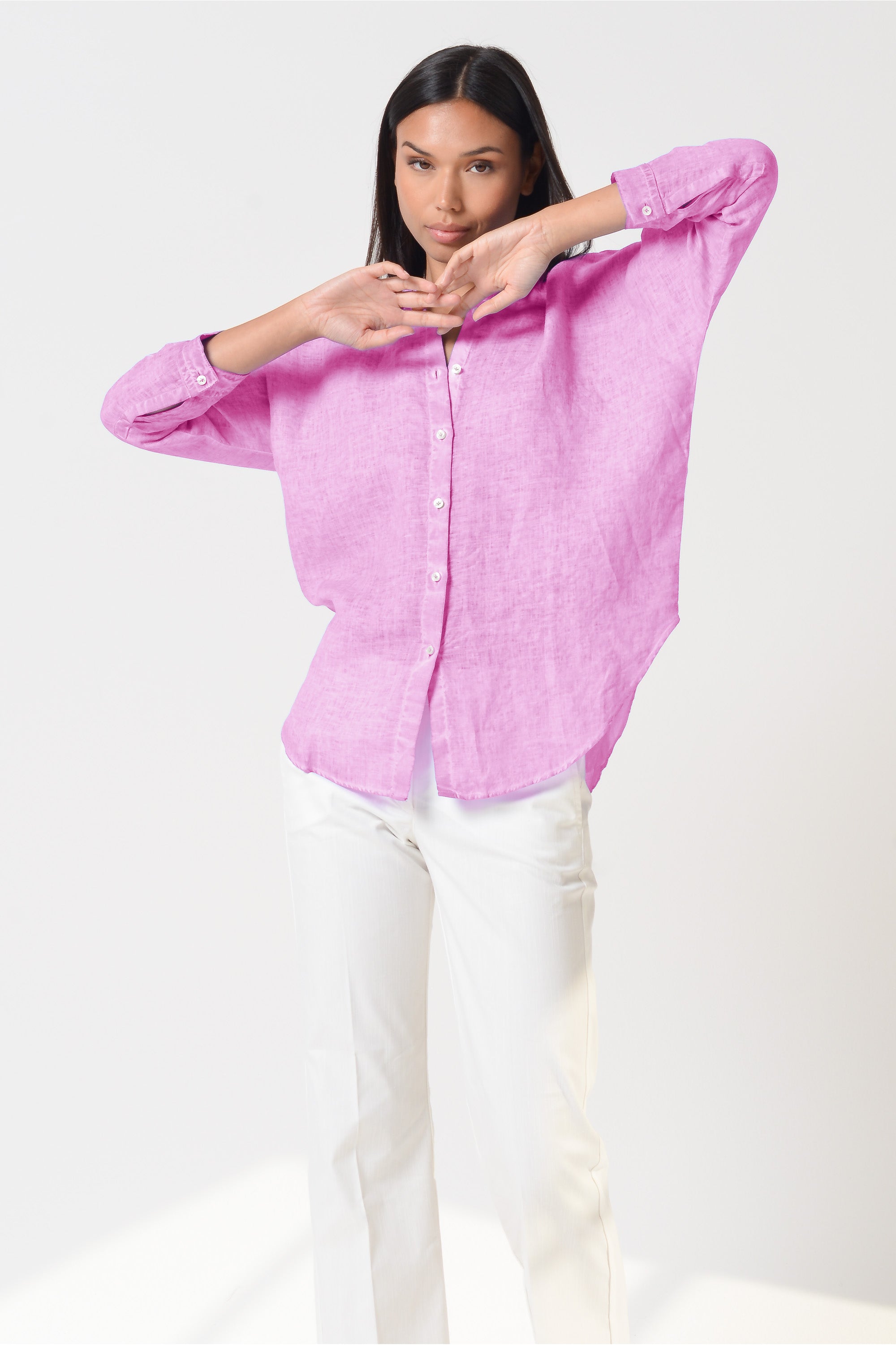 Ollie Blouse in Linen - Candy