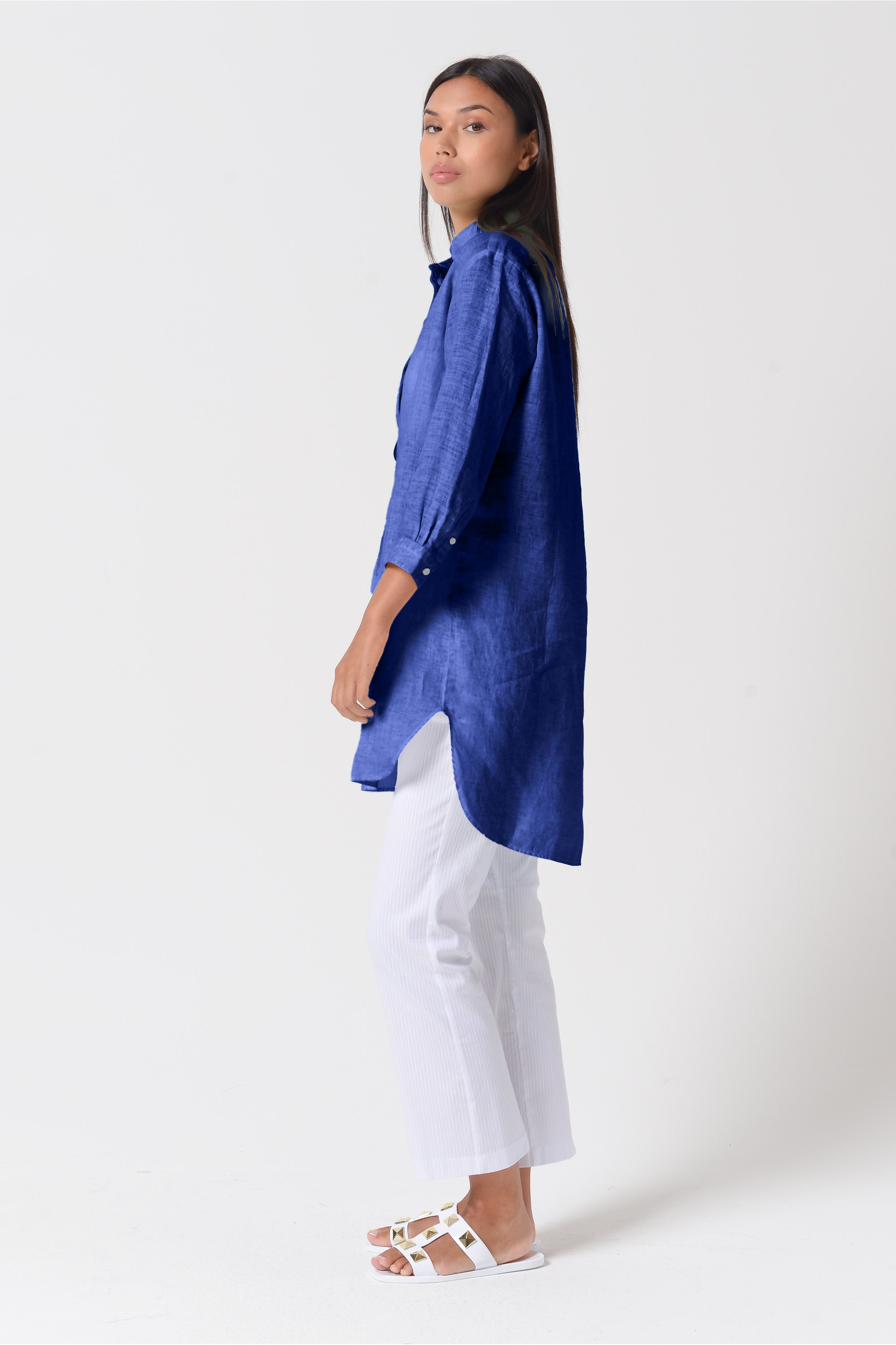 Mini Linen Shirtdress - Pacific