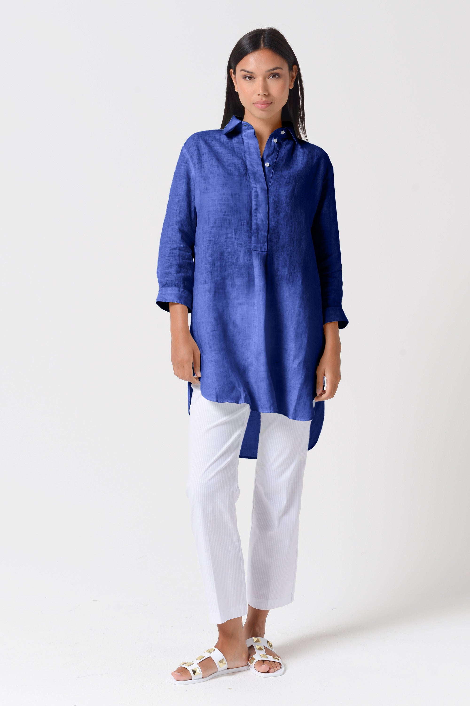 Mini Linen Shirtdress - Pacific