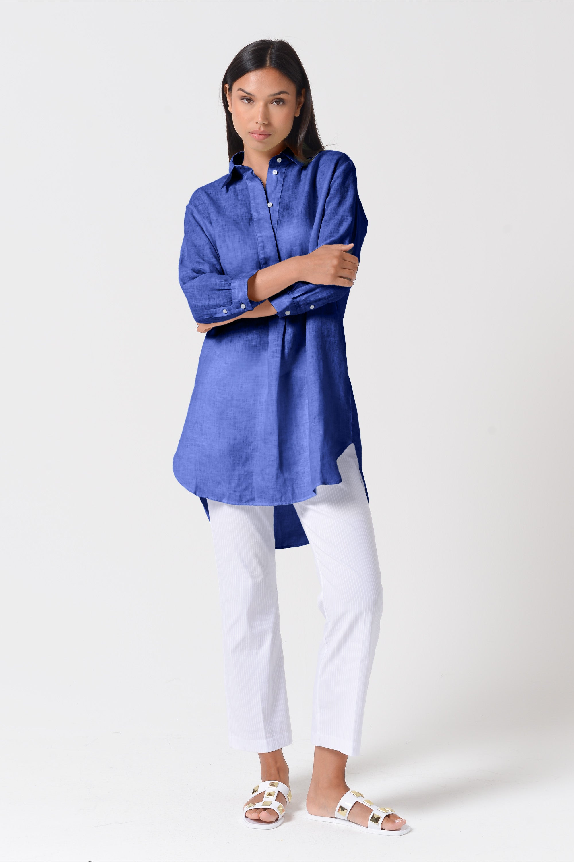 Mini Linen Shirtdress - Pacific