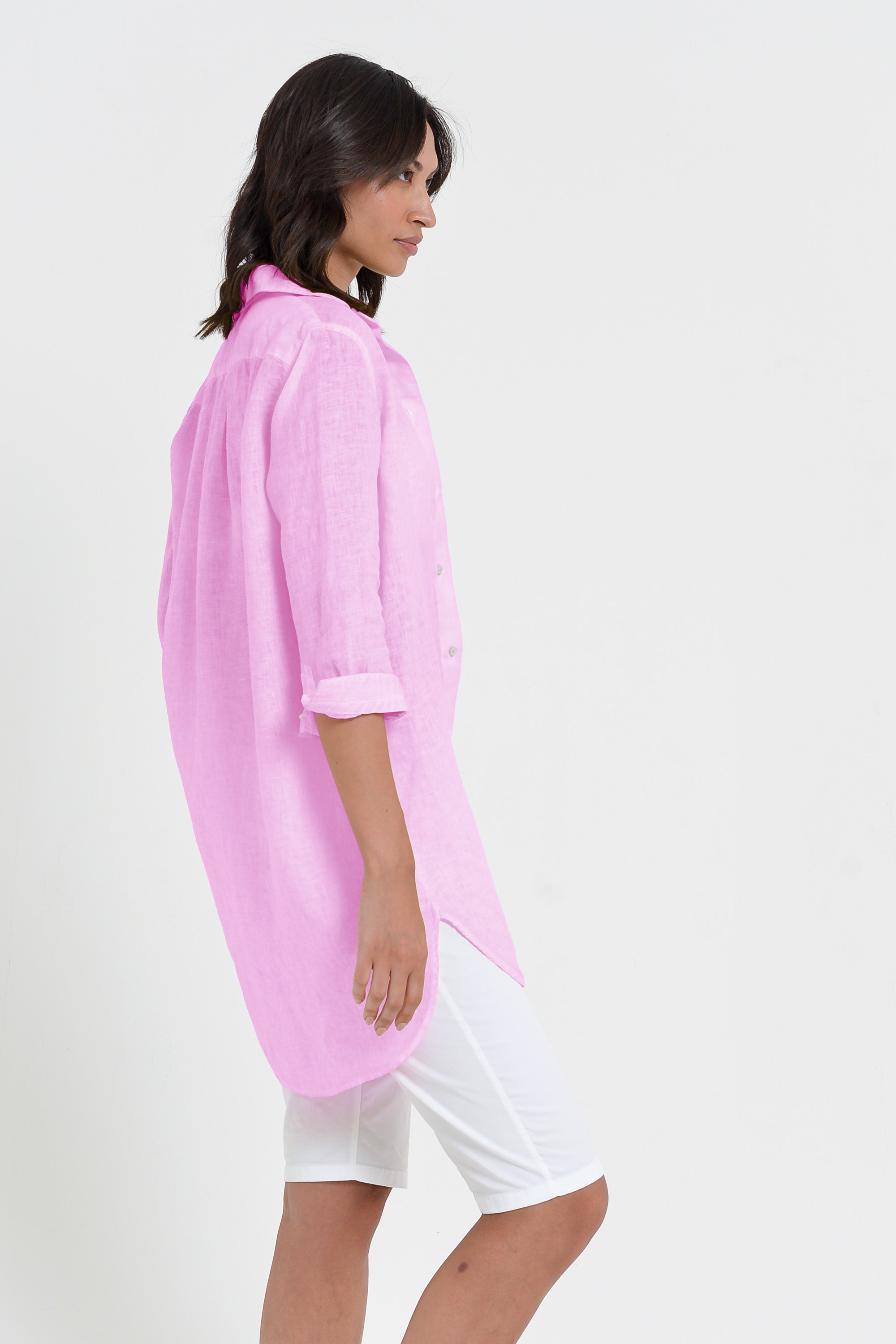 Effortless Linen Open Tunic - Candy