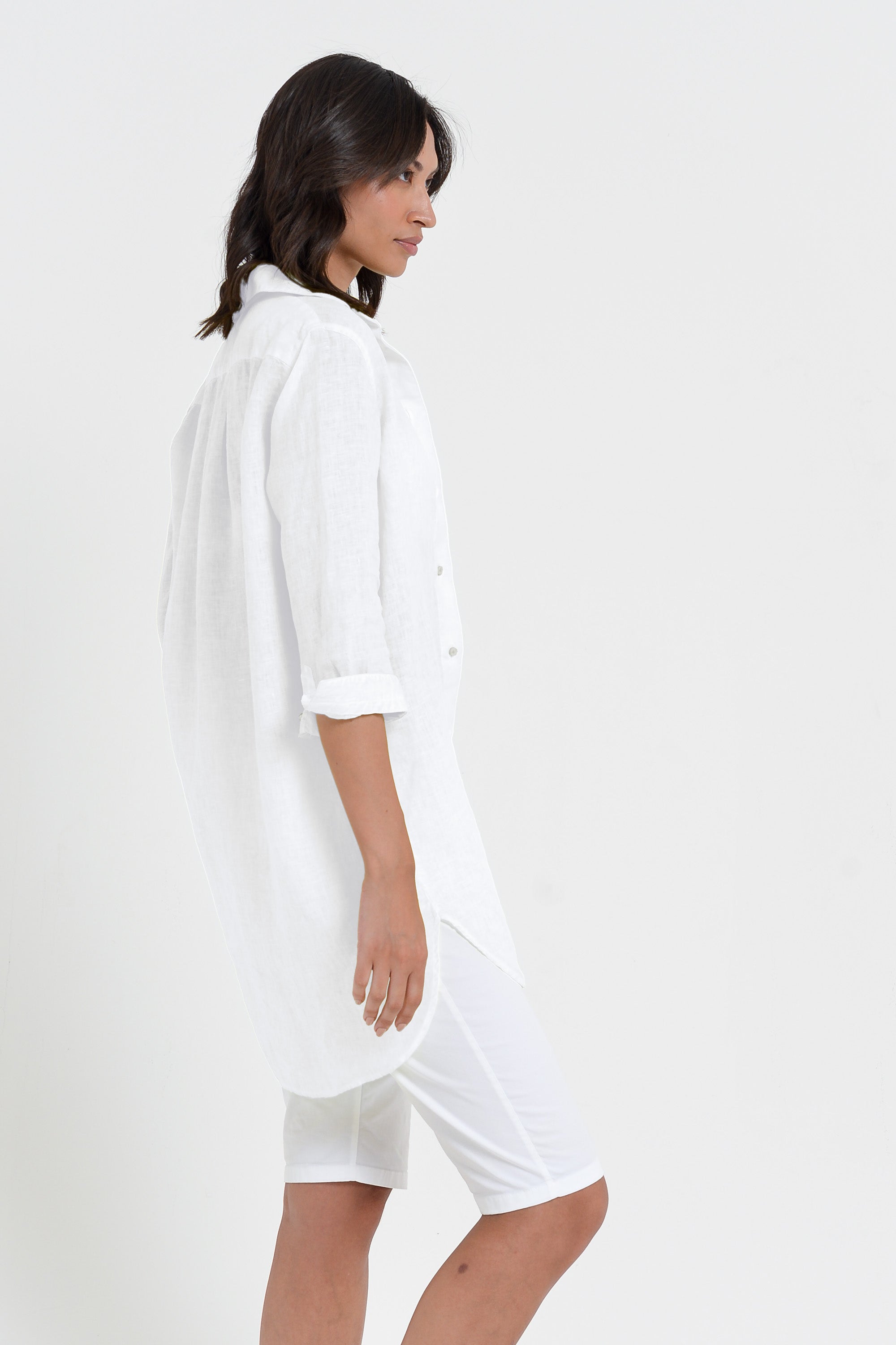 Effortless Linen Open Tunic - White