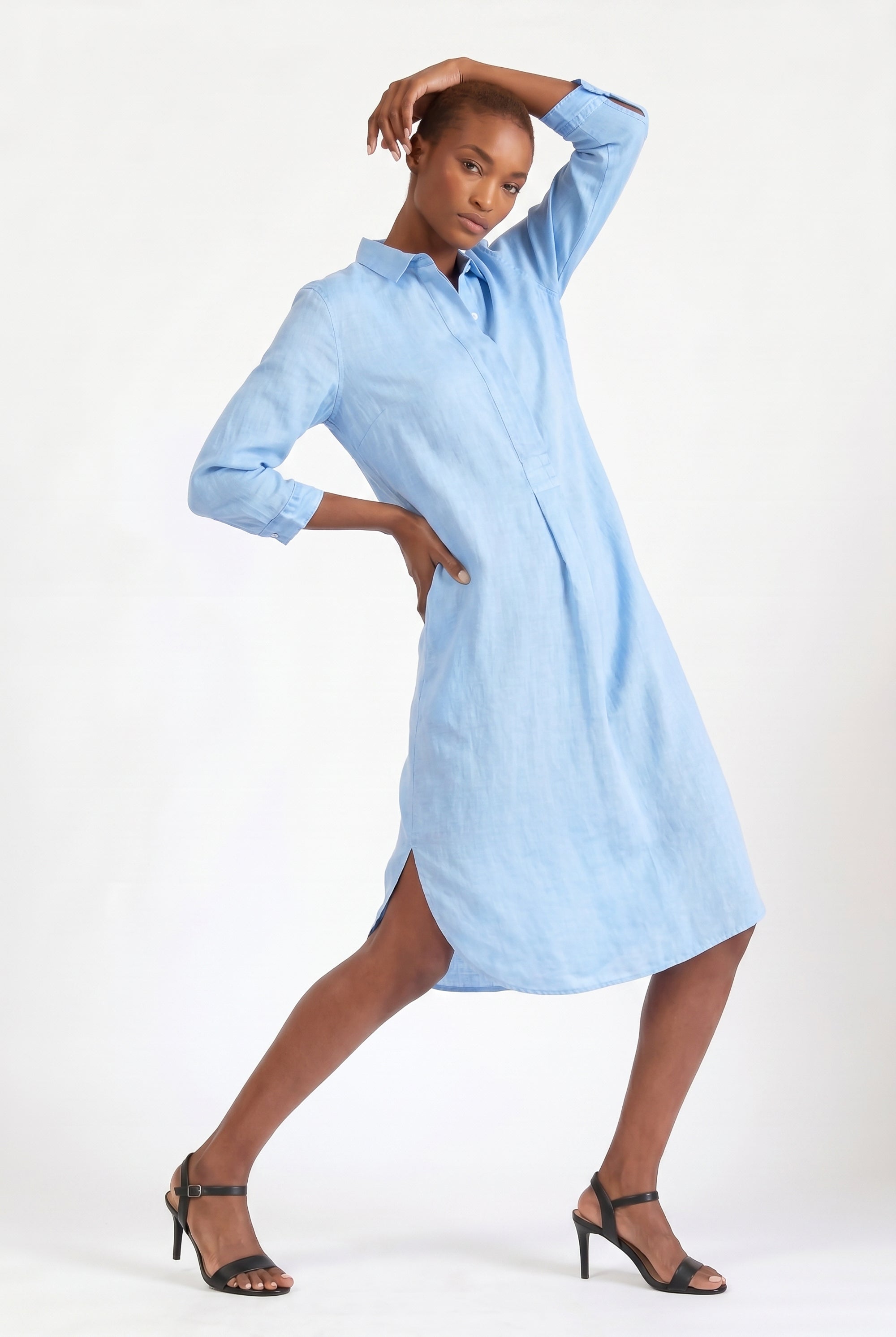 Long Voile Shirtdress - Cielo