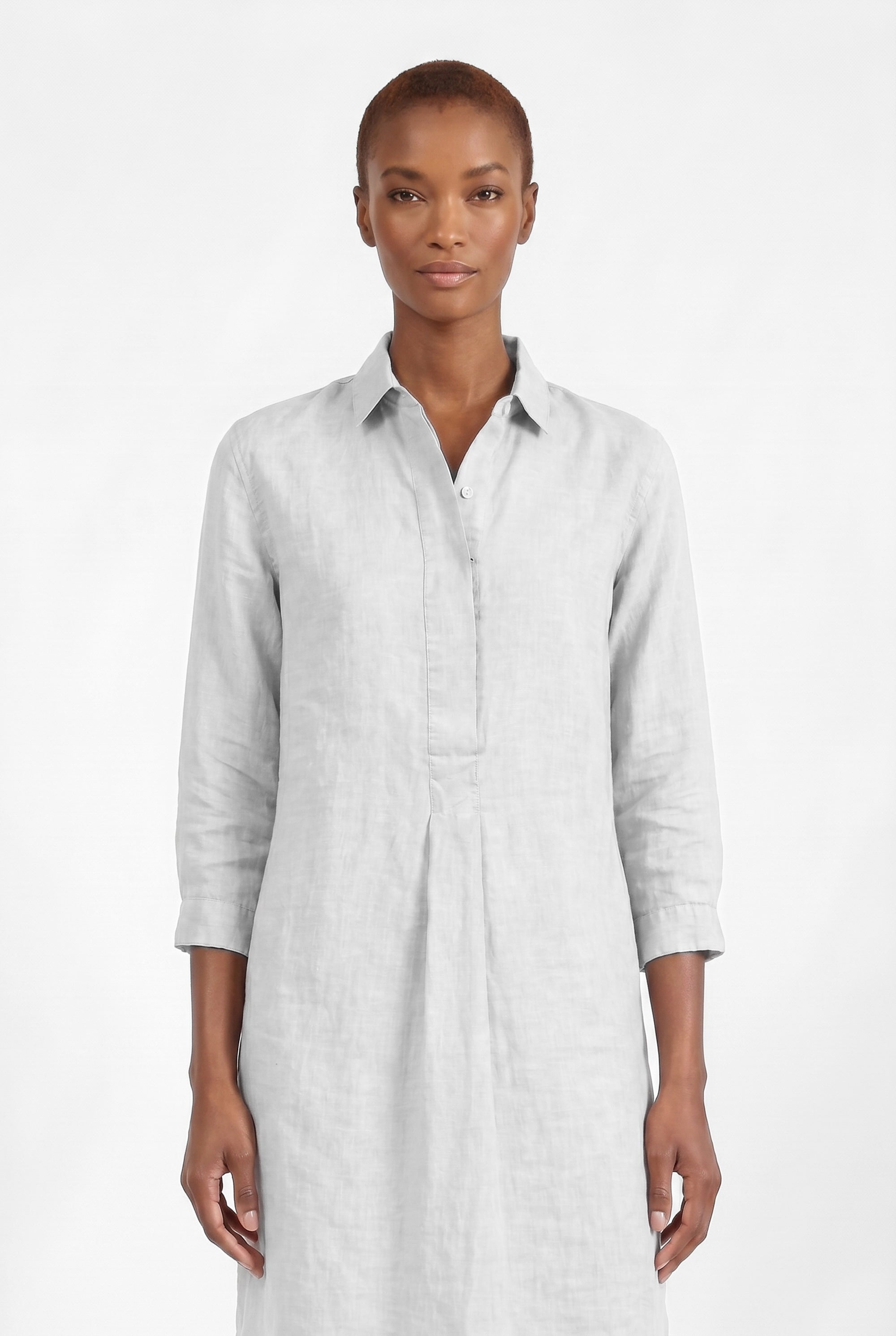 Long Voile Shirtdress - Marmo