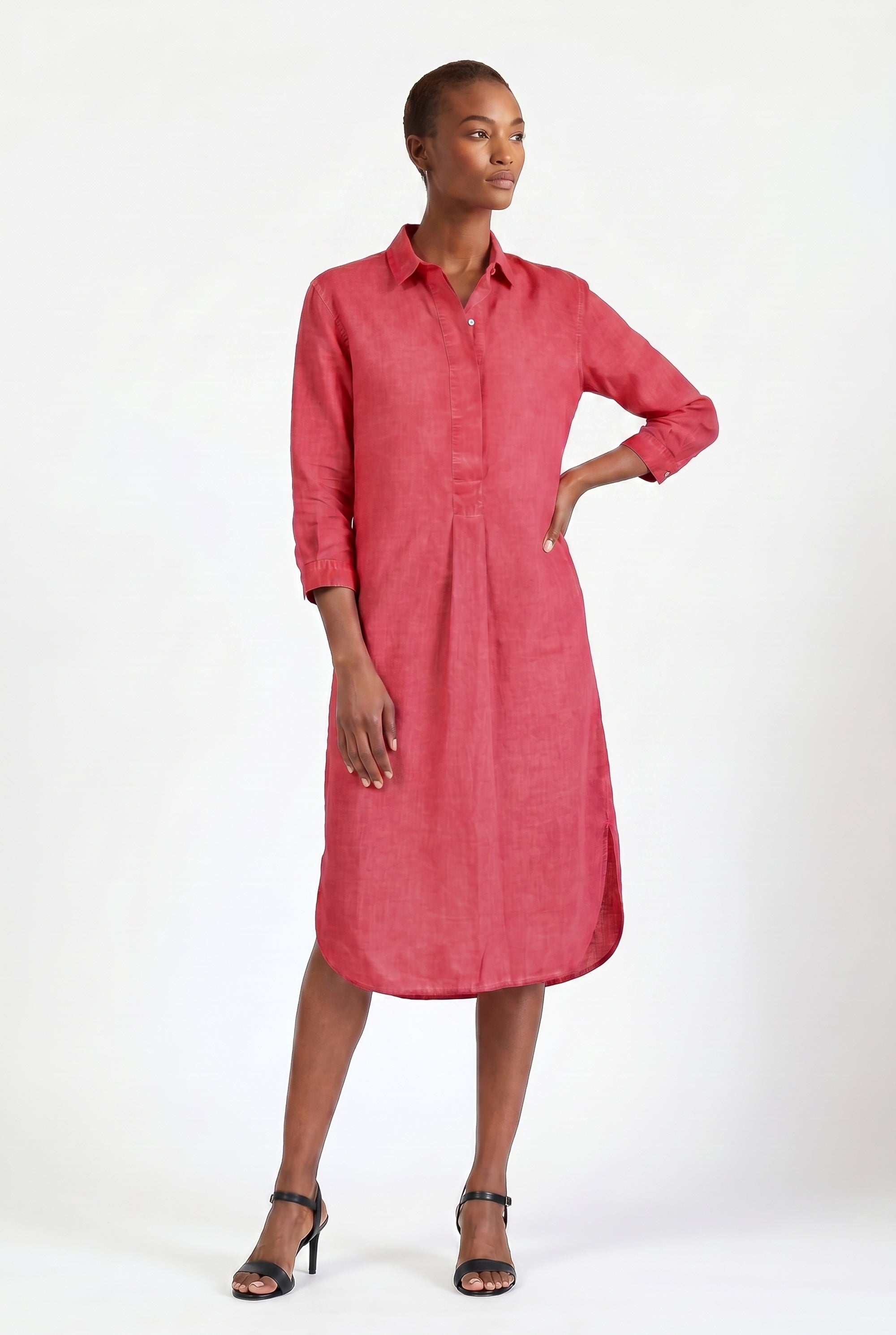 Long Voile Shirtdress - Geranio