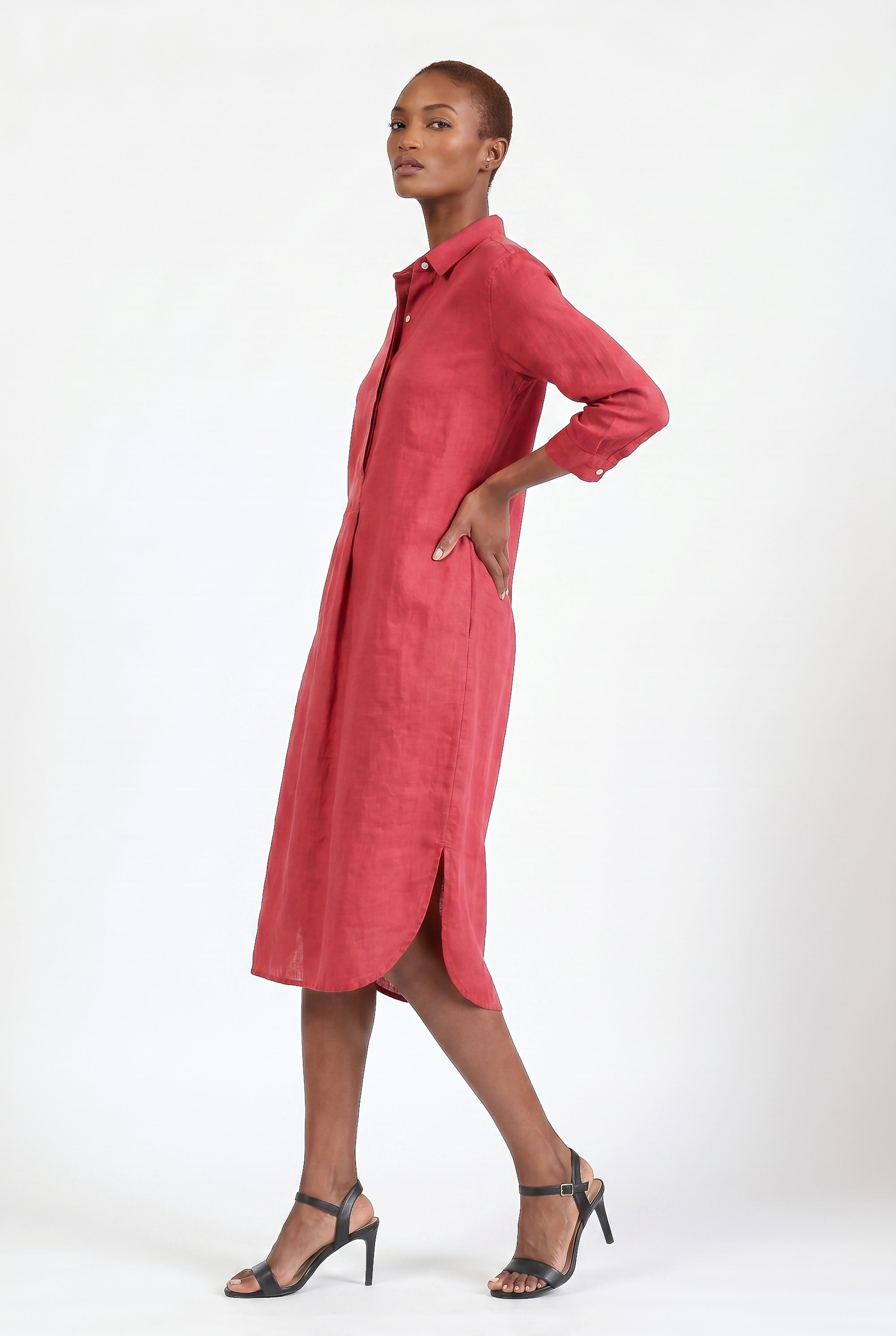 Long Voile Shirtdress - Geranio