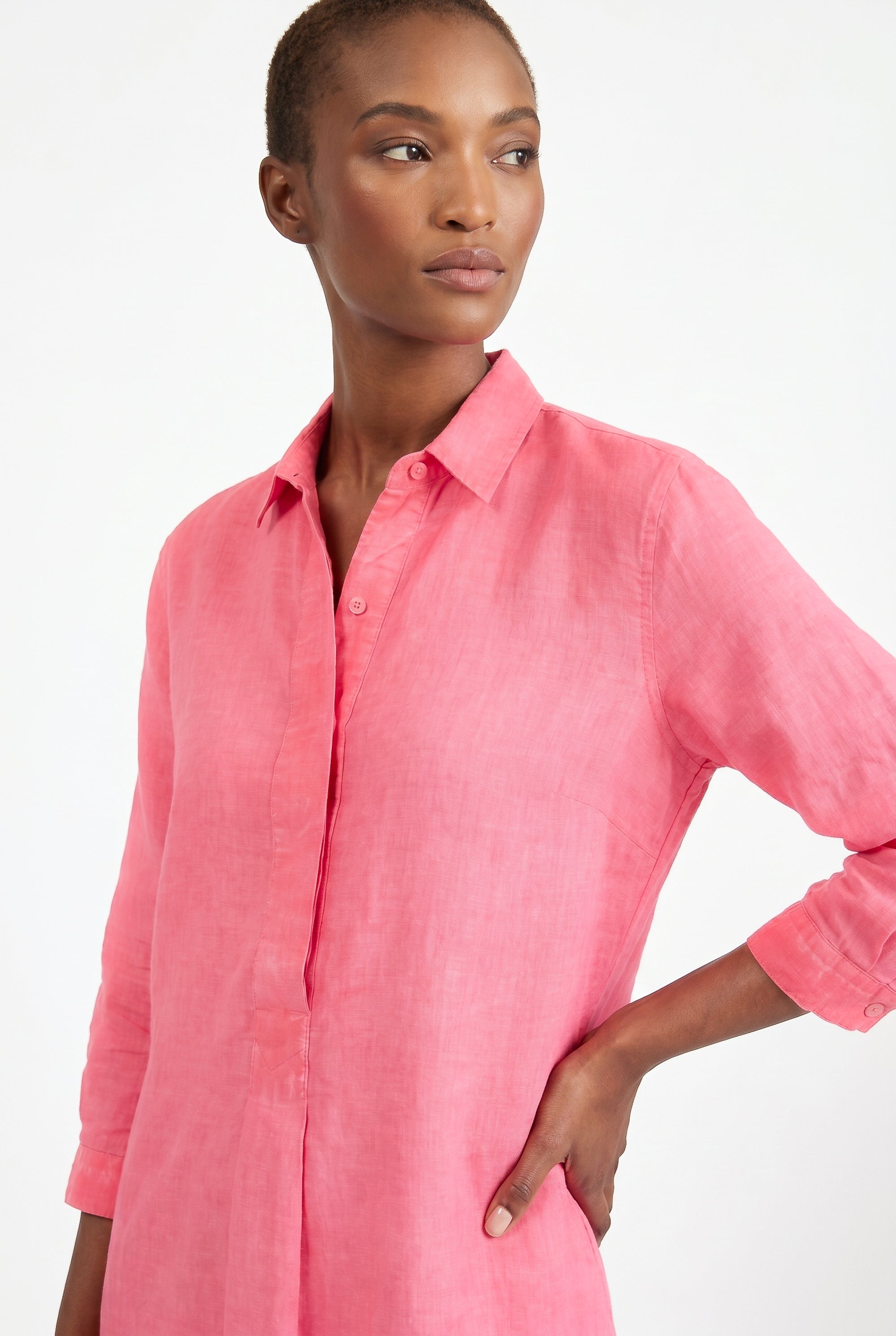 Long Voile Shirtdress - Azalea