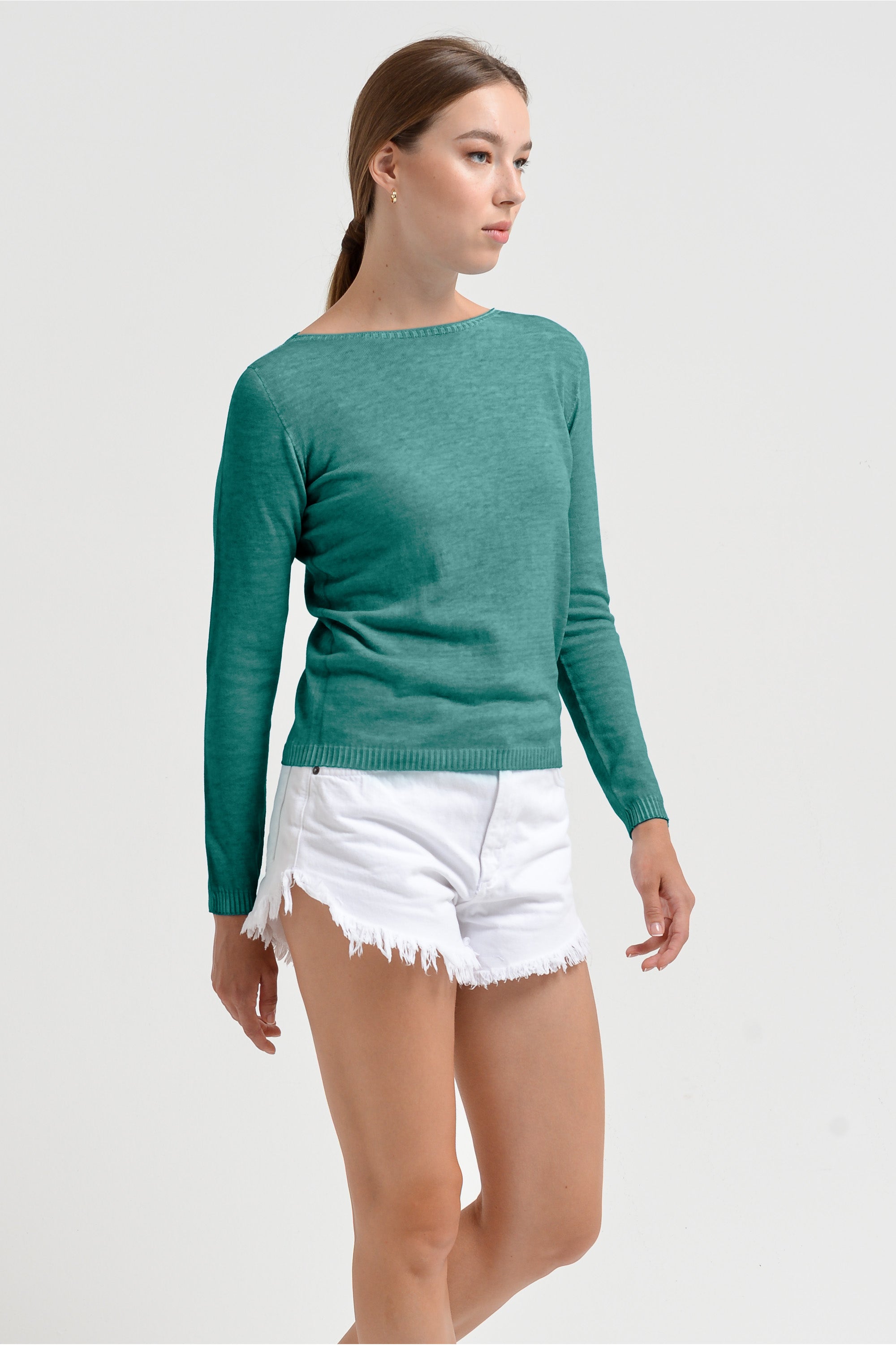 Crew Neck Cotton Jumper - Bahama