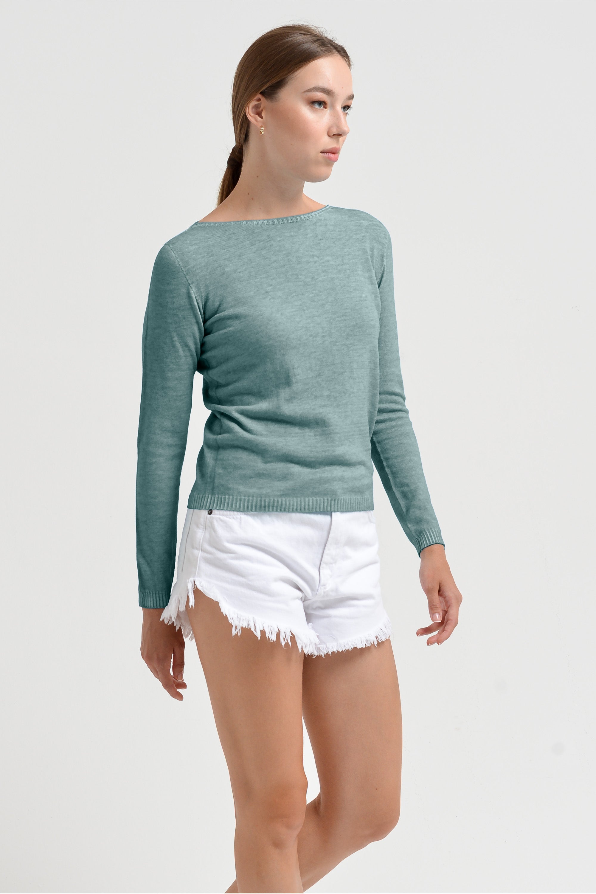 Crew Neck Cotton Jumper - Shark