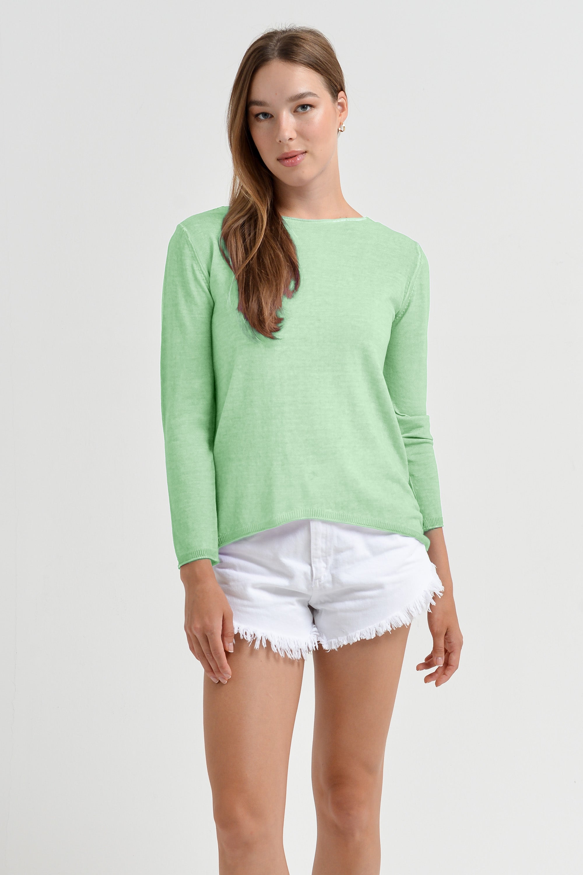 Boat Neck Cotton Sweater - Antigua