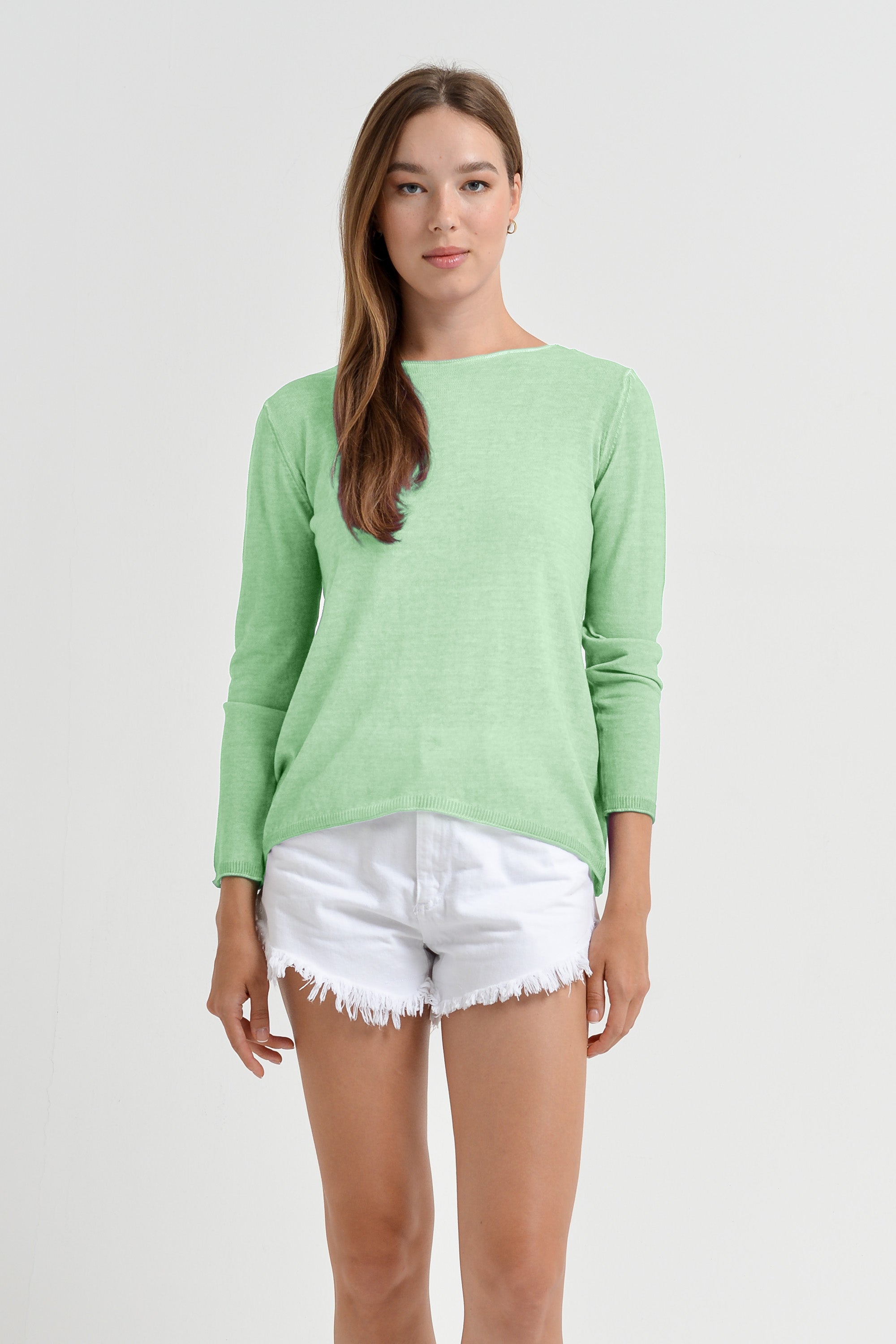 Boat Neck Cotton Sweater - Antigua