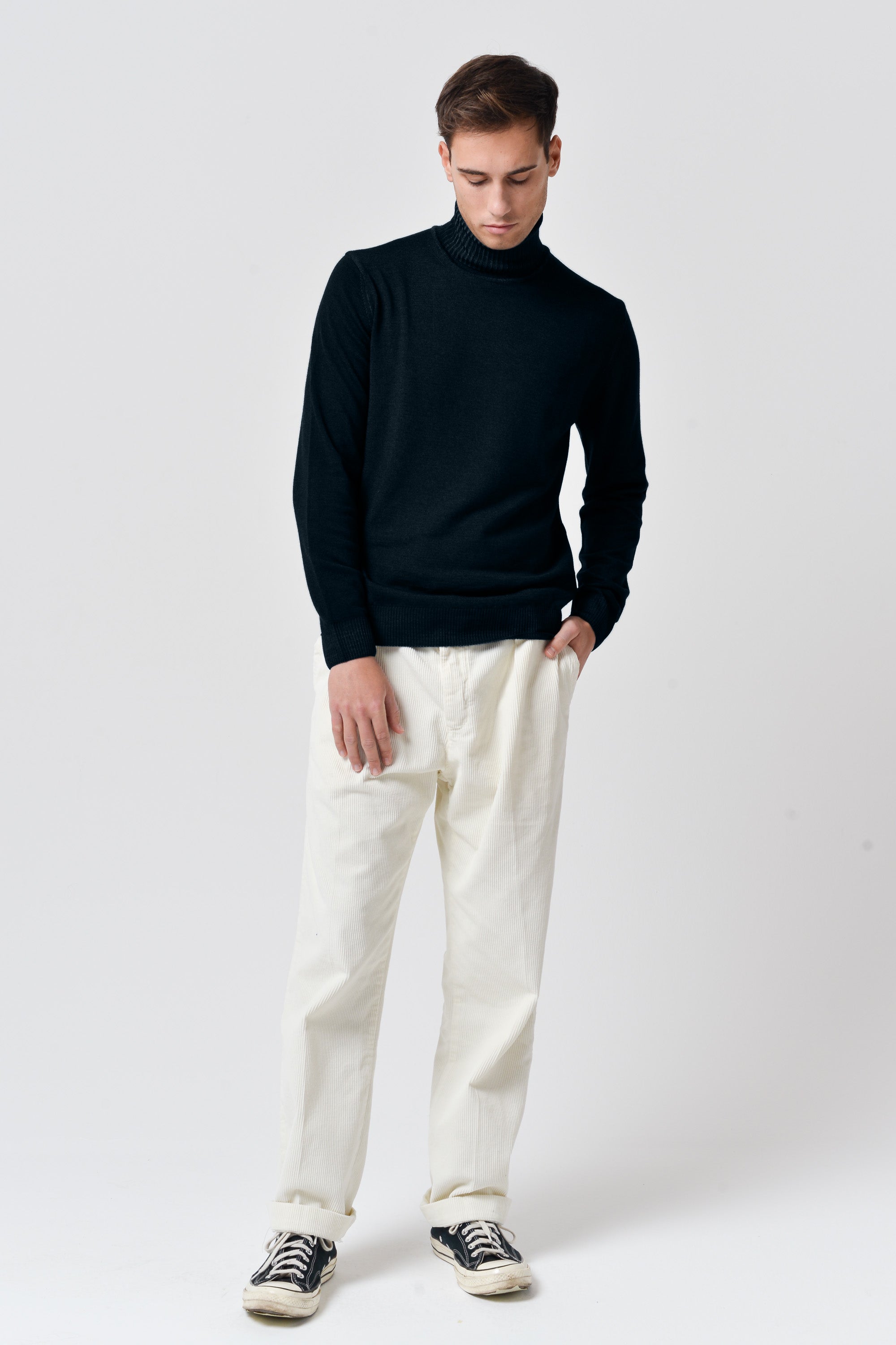 Haster - Extrafine Merino Wool Turtleneck Sweater - Abyss