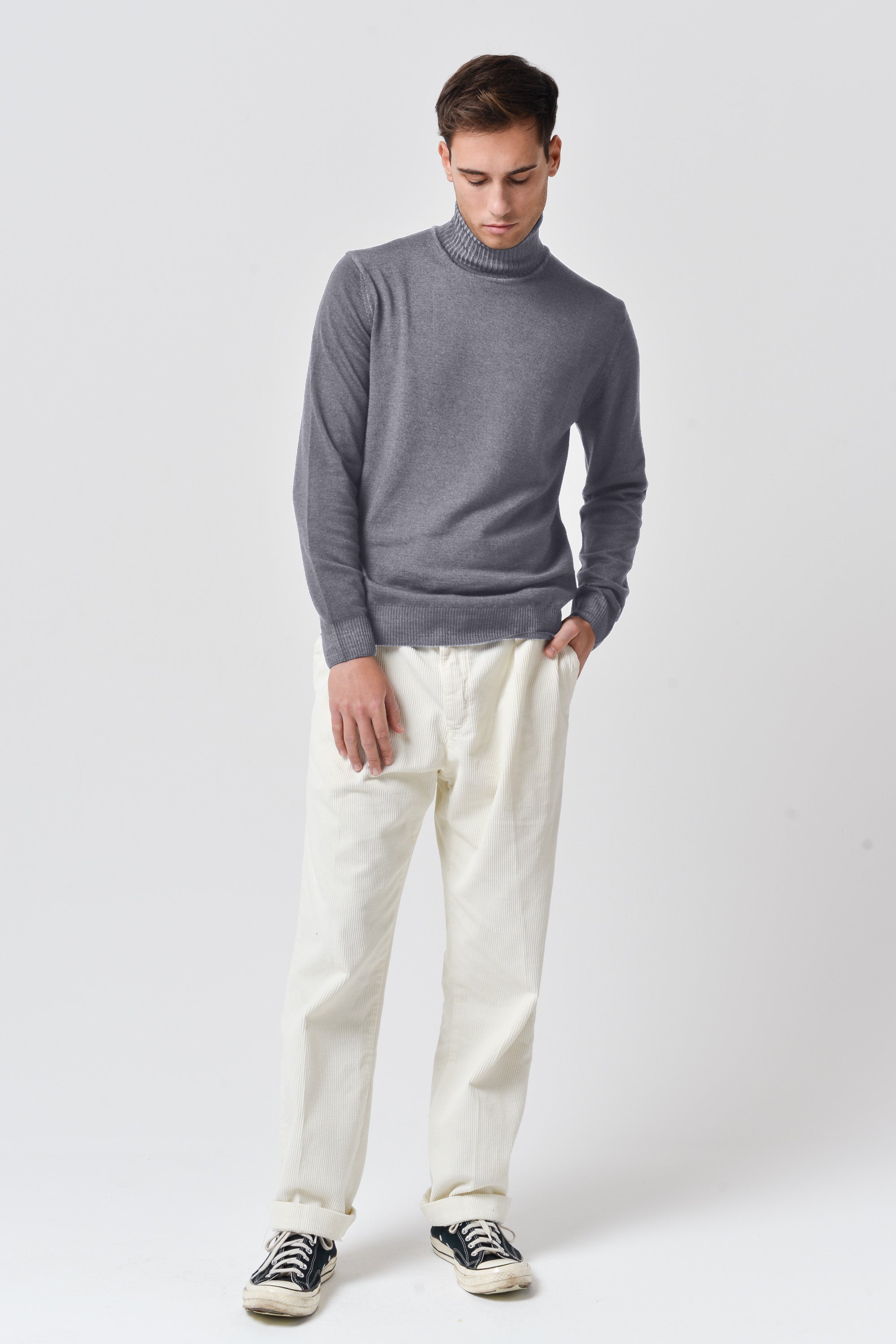 Haster - Extrafine Merino Wool Turtleneck Sweater - Cenere