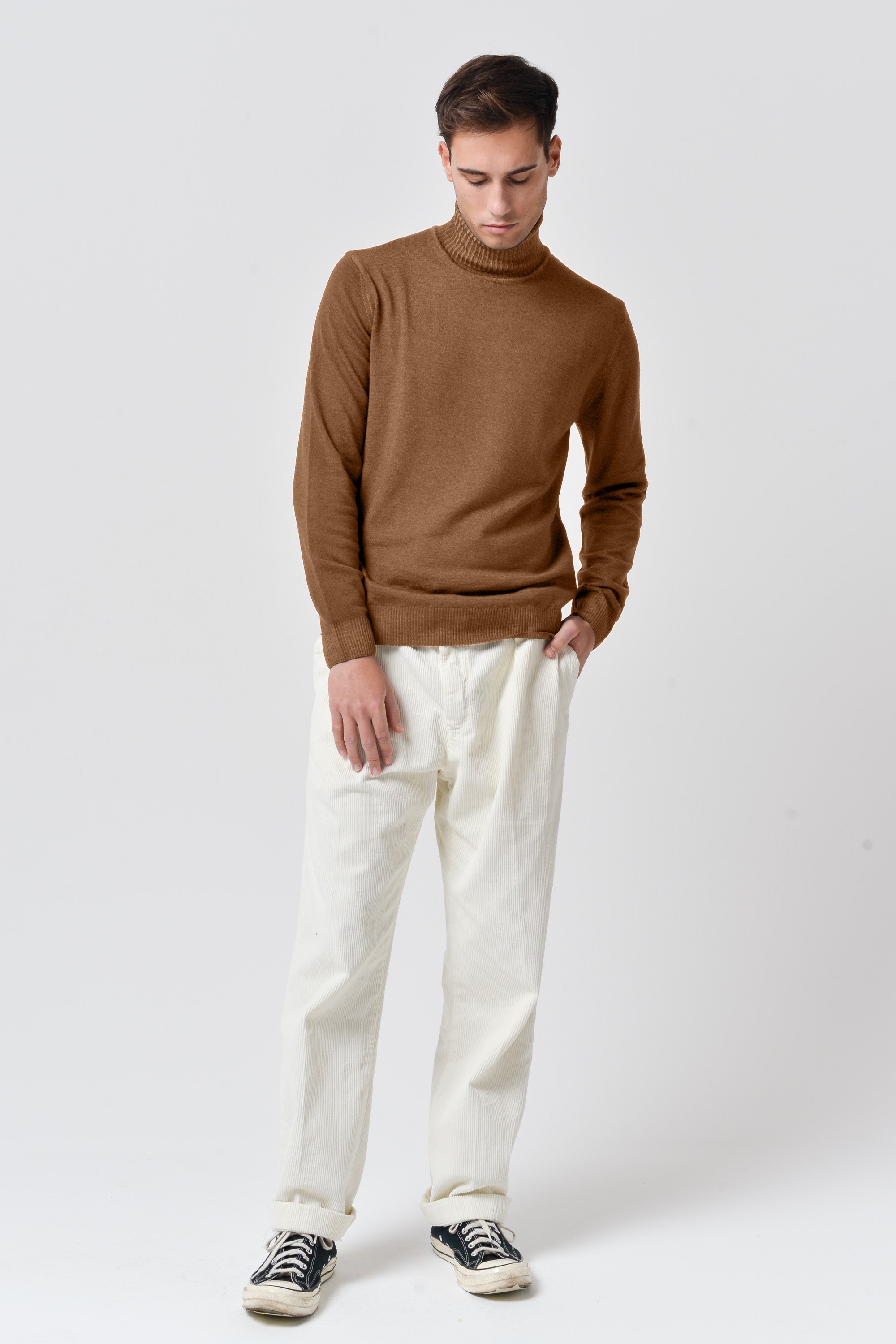 Haster - Extrafine Merino Wool Turtleneck Sweater - Wood