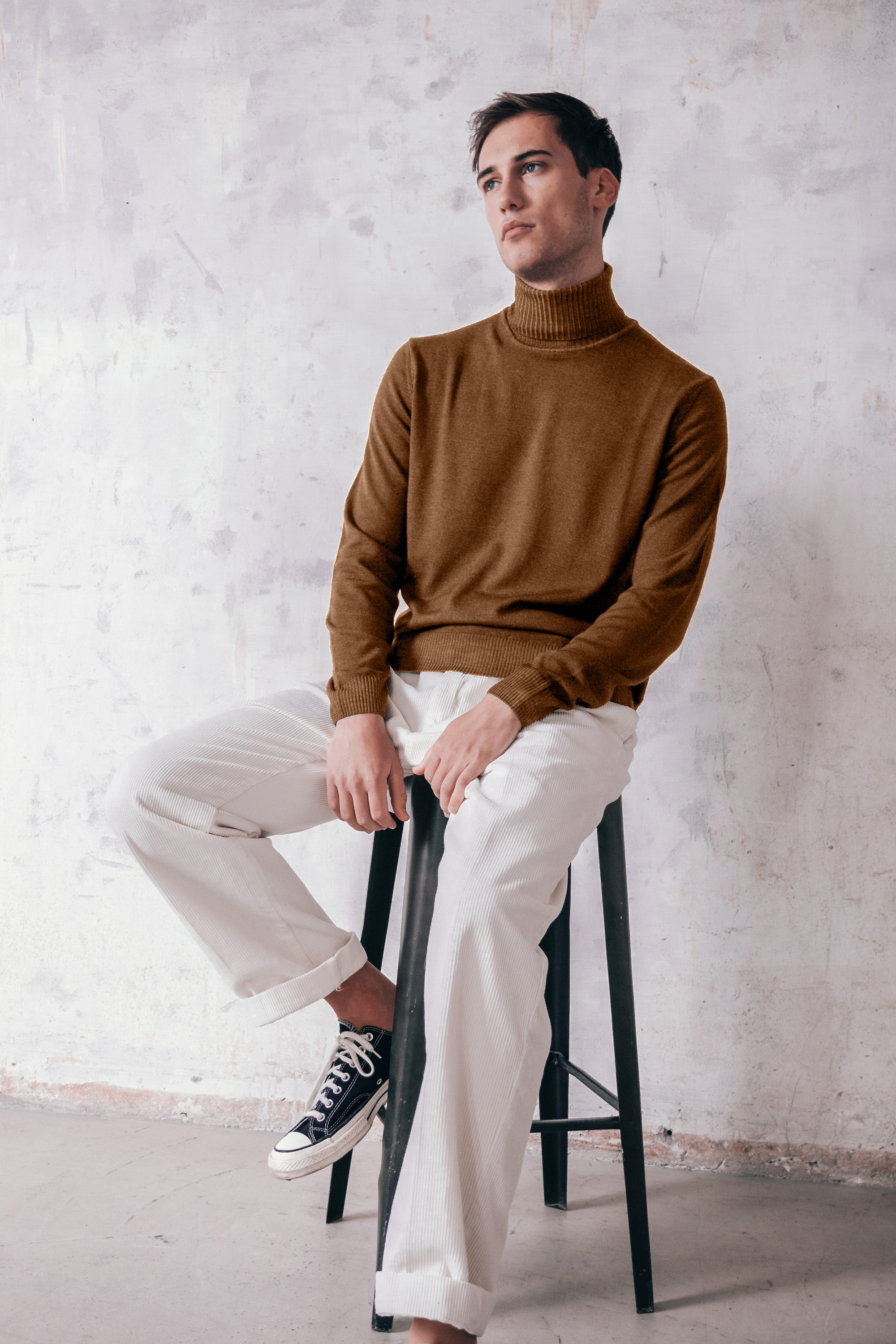 Haster - Extrafine Merino Wool Turtleneck Sweater - Wood
