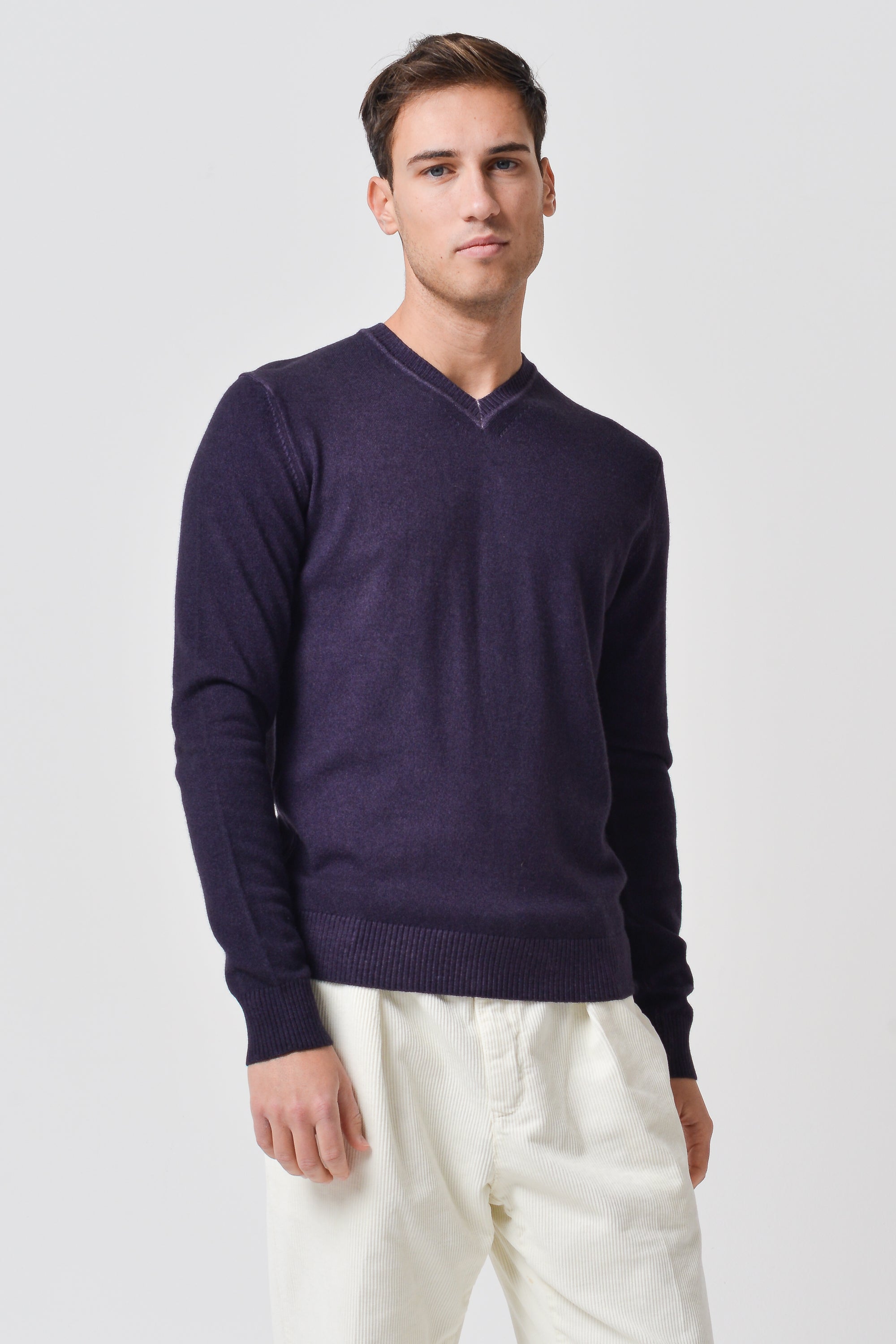 Vick Cashmere V-Neck - Mirtillo