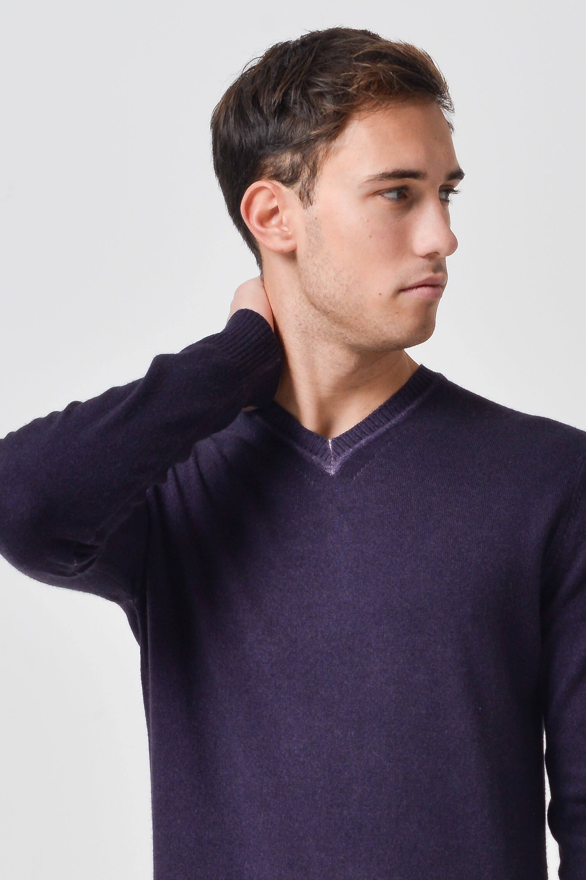 Vick Cashmere V-Neck - Mirtillo