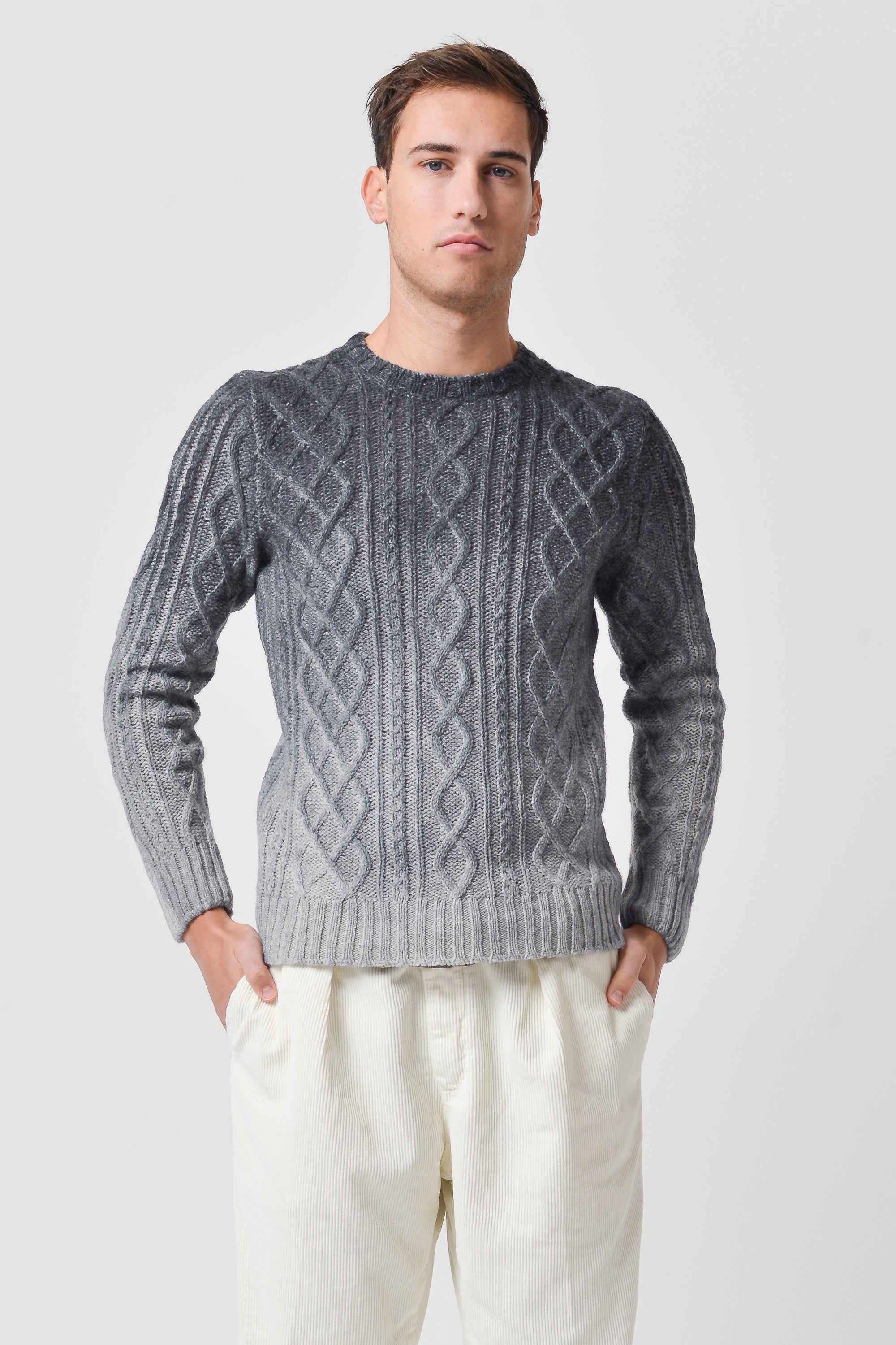 Aran Knit Crewneck - Ardesia
