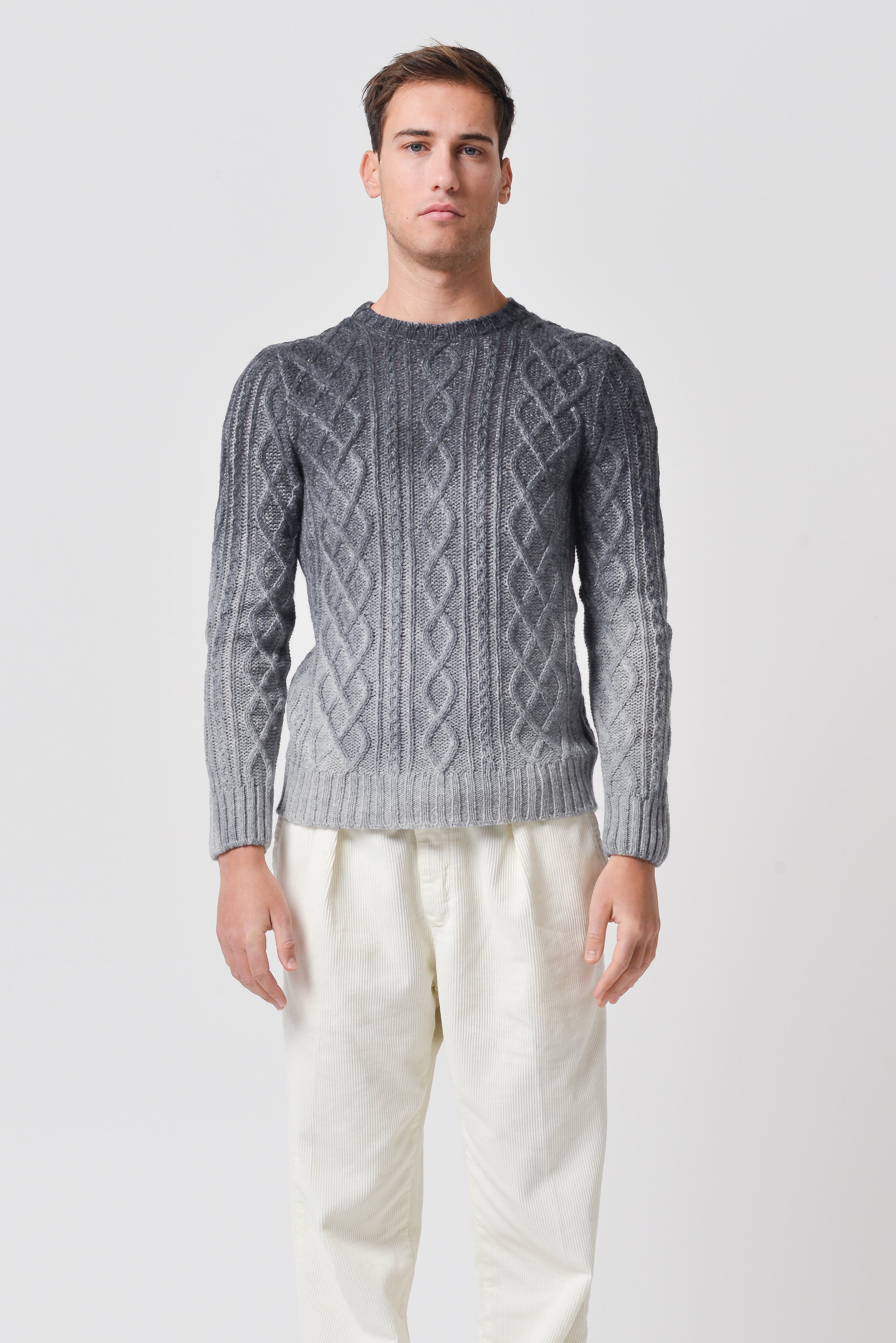 Aran Knit Crewneck - Ardesia