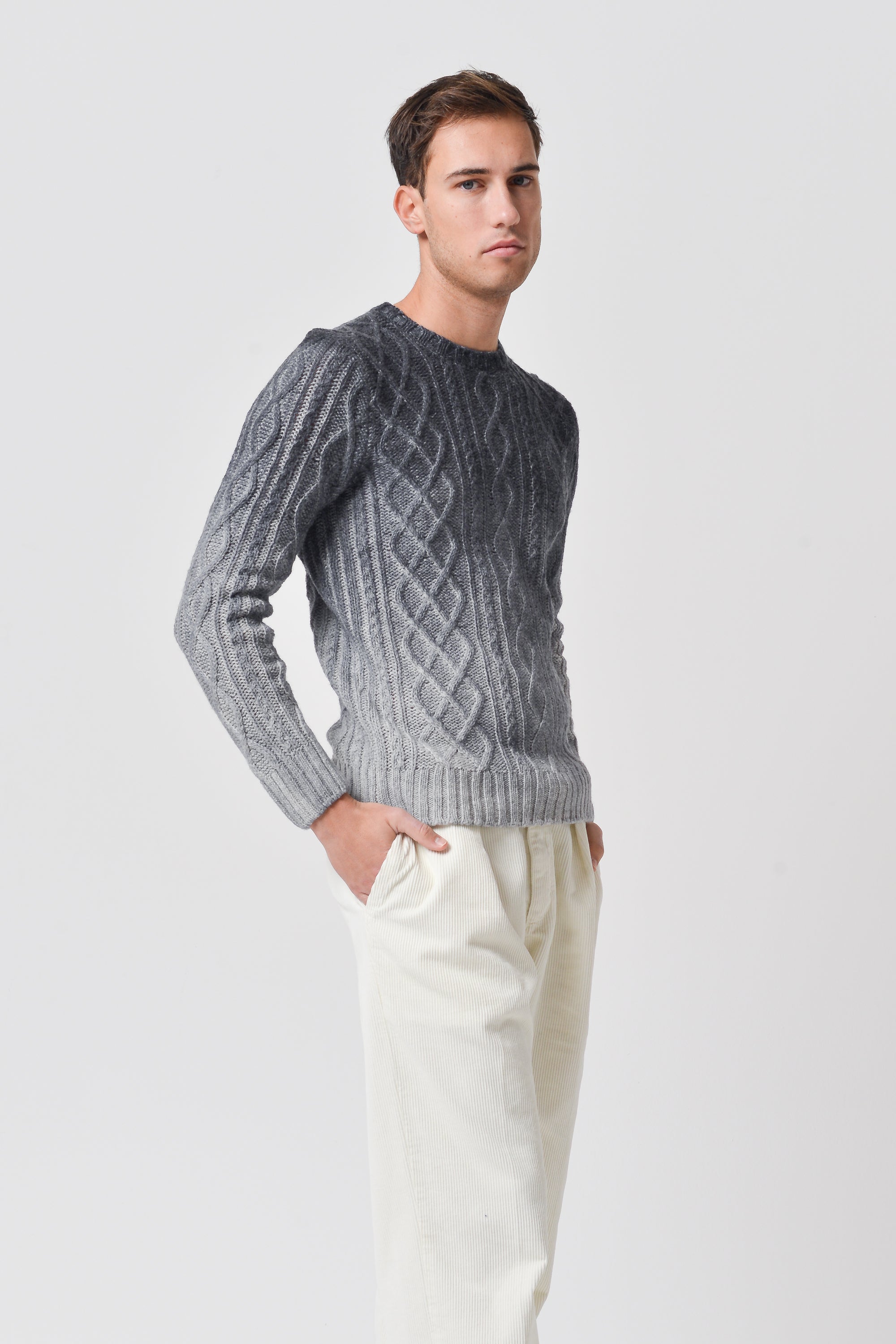 Aran Knit Crewneck - Ardesia