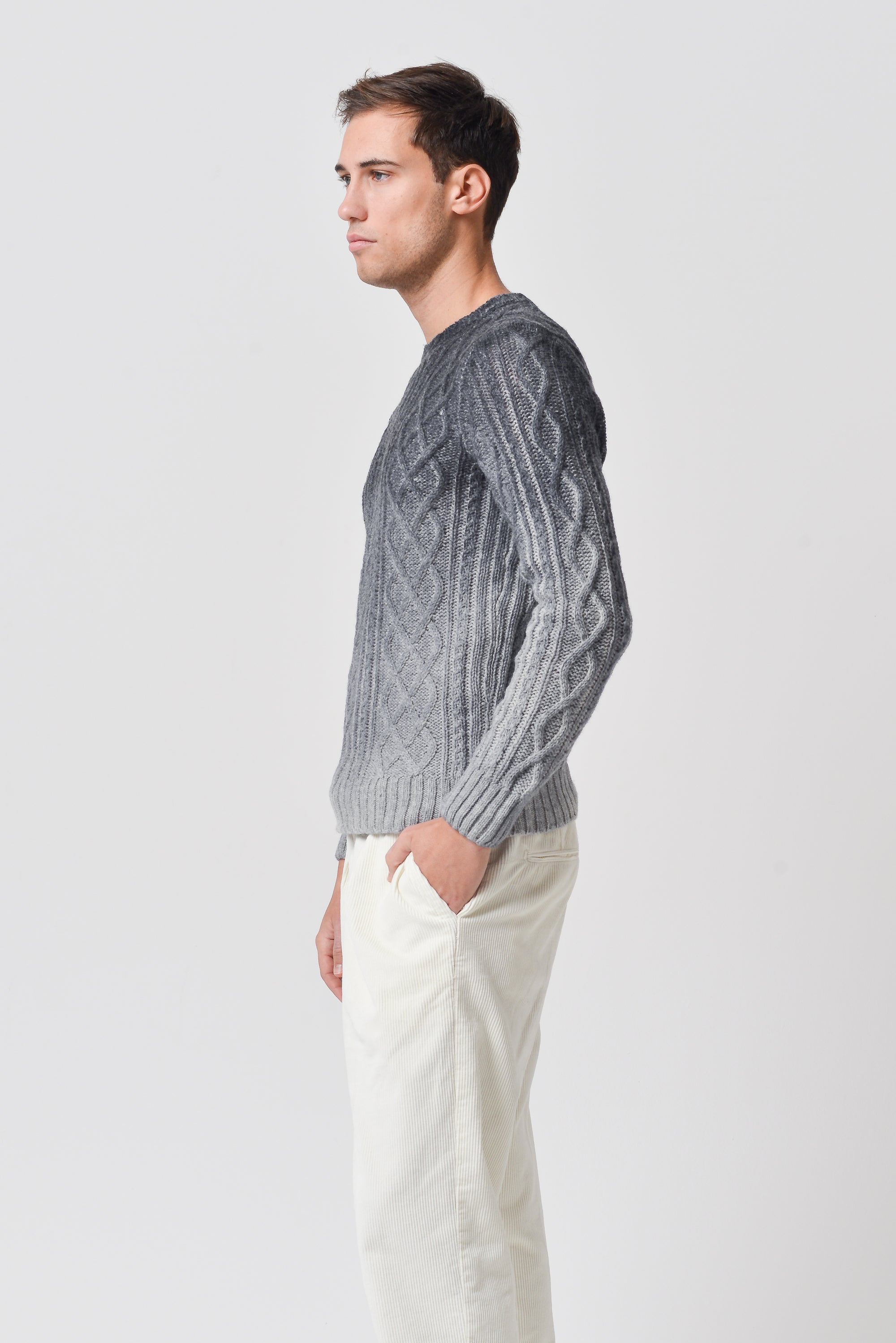 Aran Knit Crewneck - Ardesia