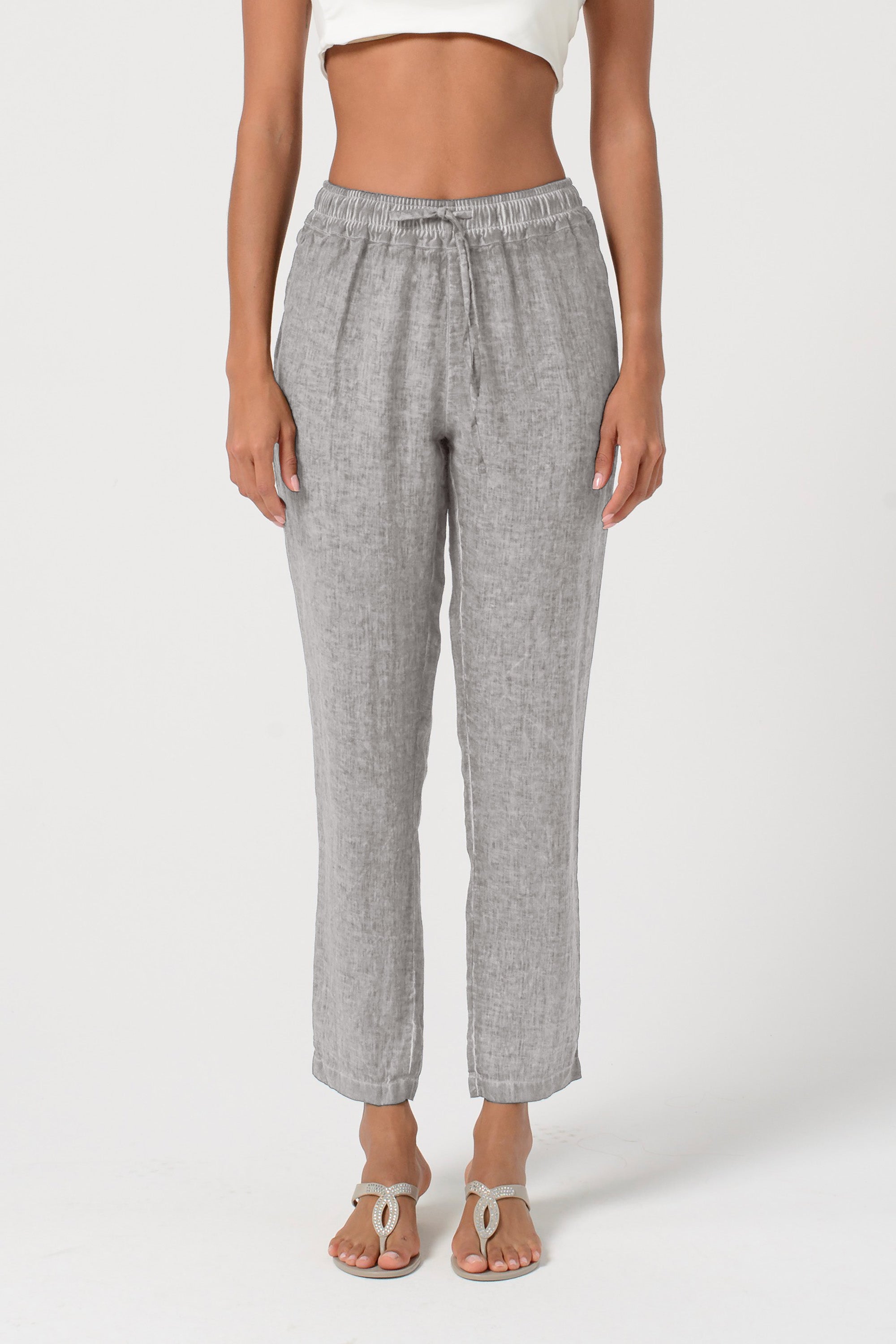Linen Slacks - Steel
