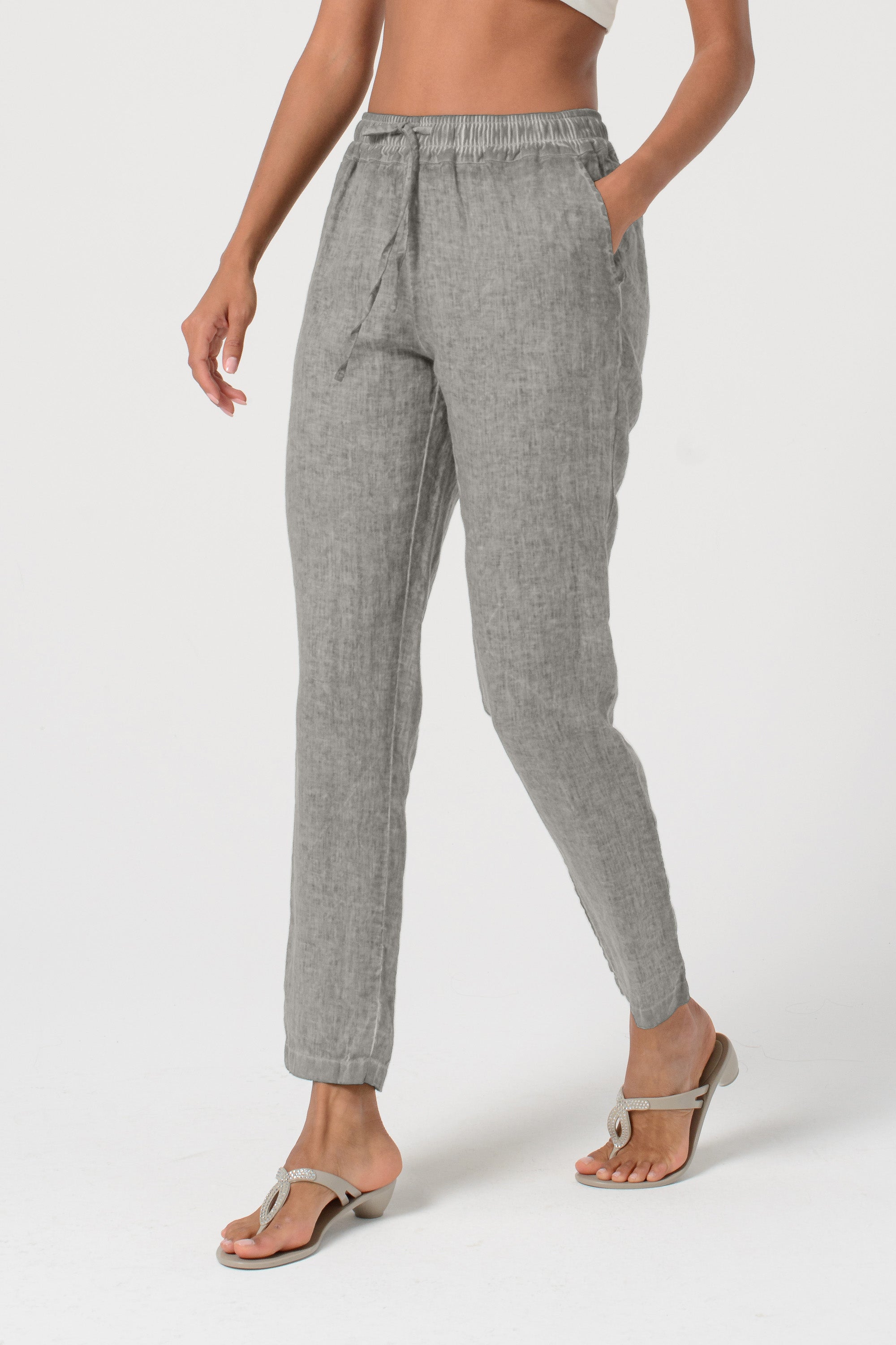 Linen Slacks - Dolphin
