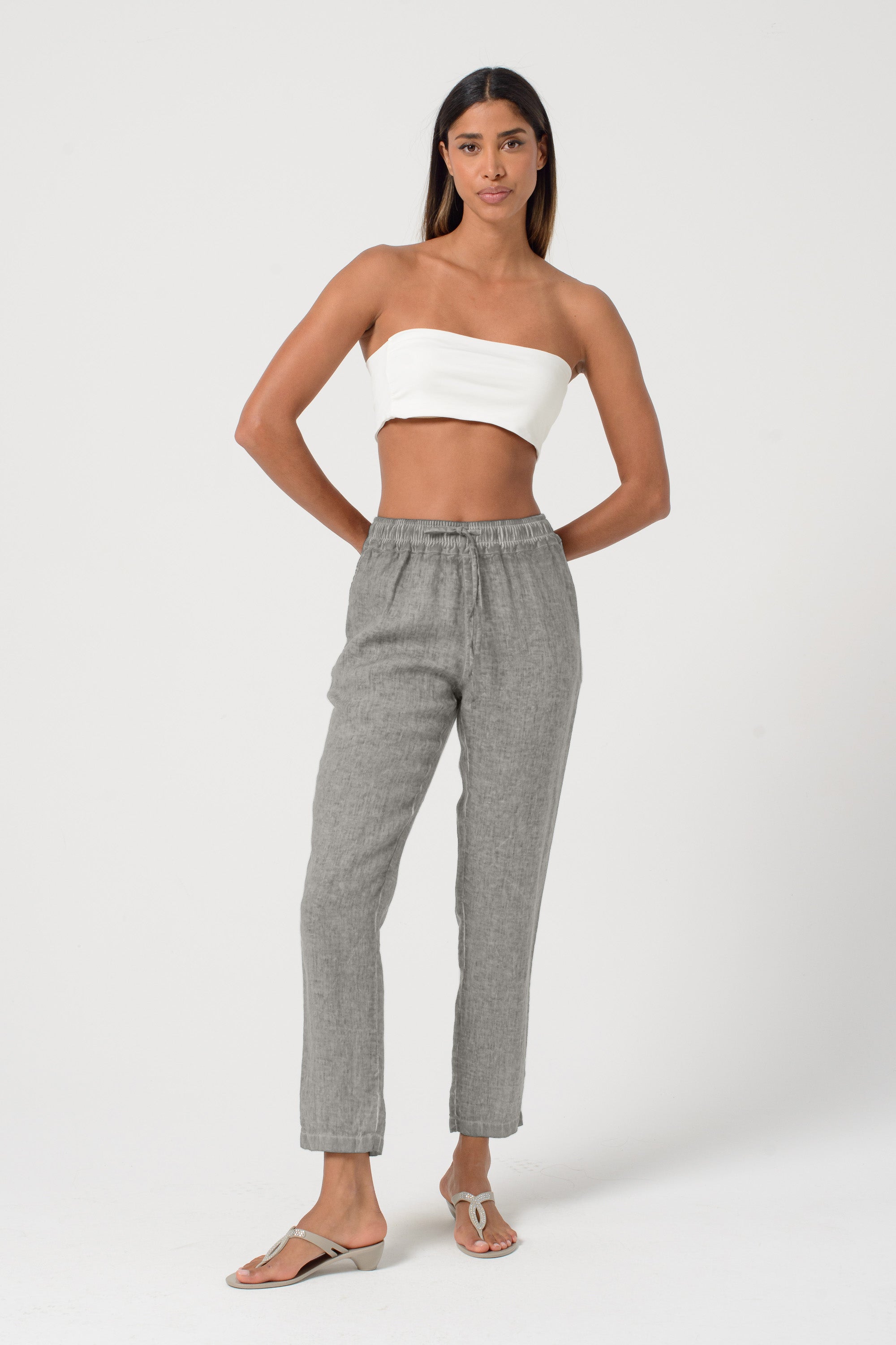 Linen Slacks - Dolphin