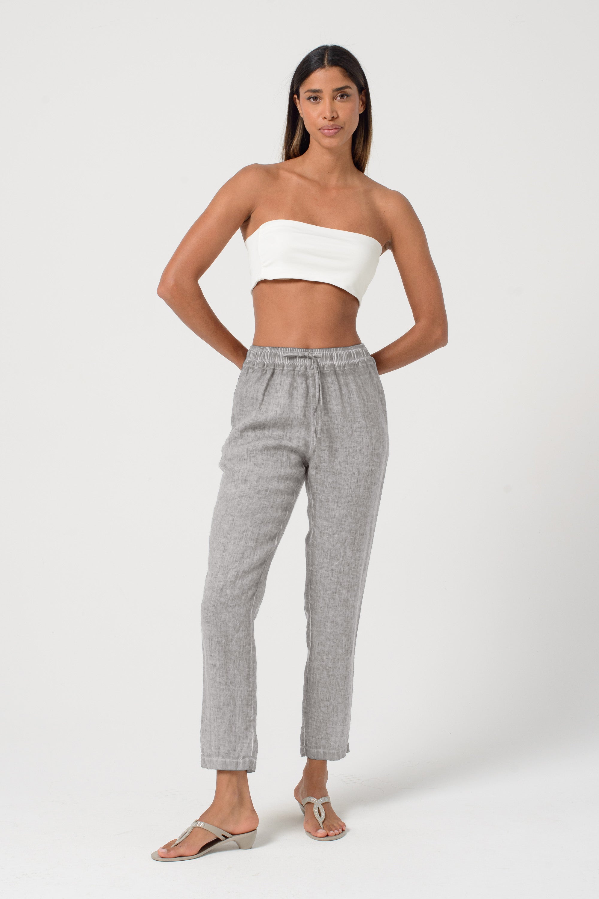Linen Slacks - Steel