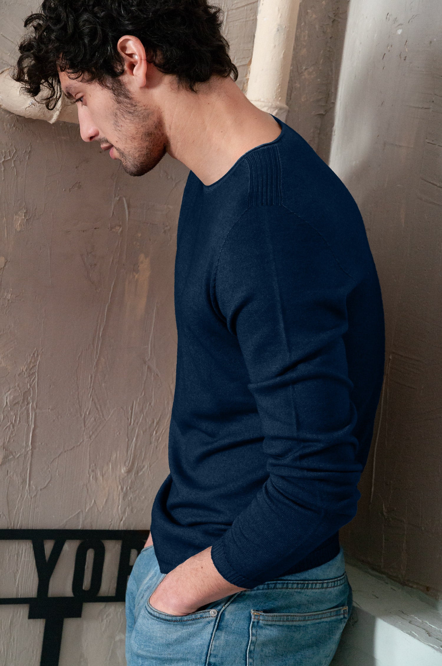 Bower Ribbed Shoulder Sweater - Abyss