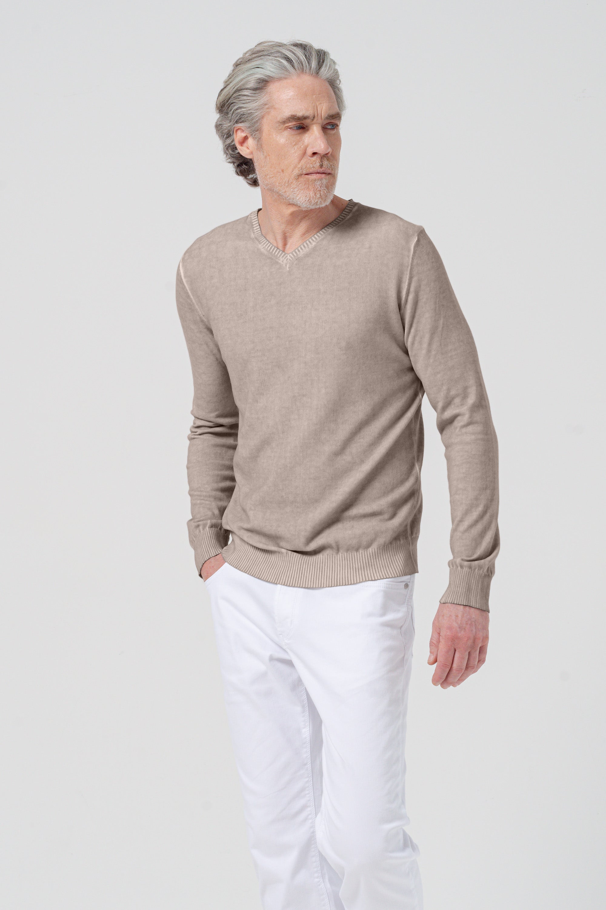 Micro Waffle V-Neck Knit - Corda