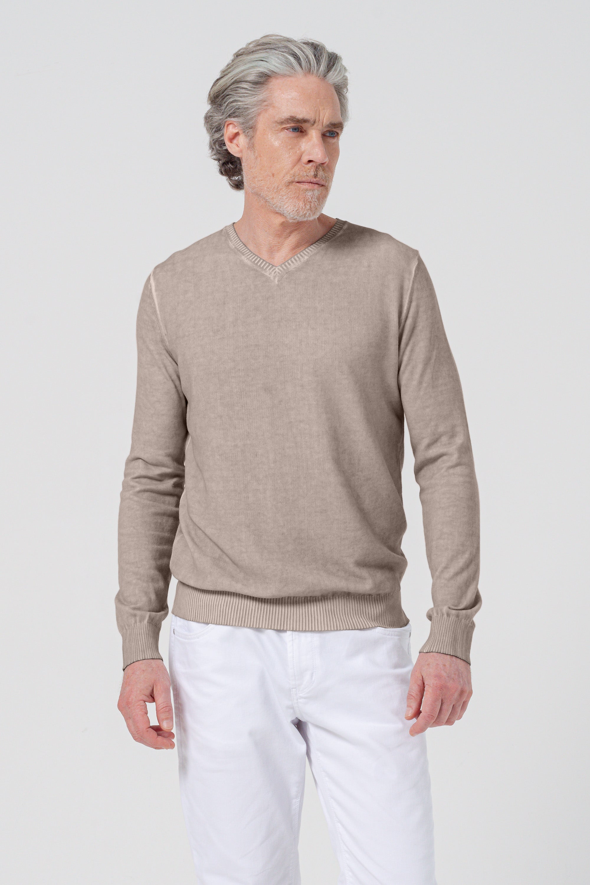 Micro Waffle V-Neck Knit - Corda