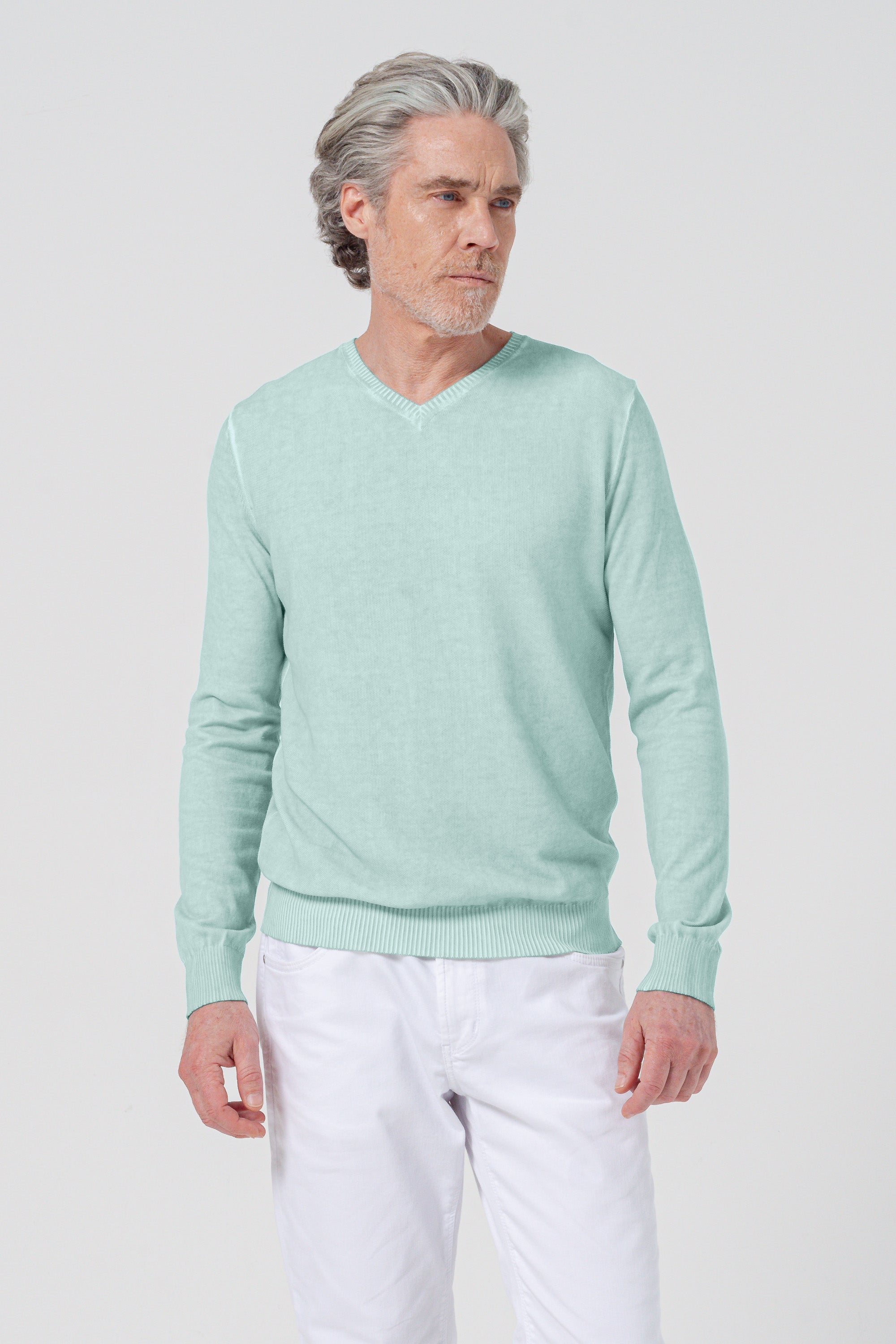 Micro Waffle V-Neck Knit - Tahiti
