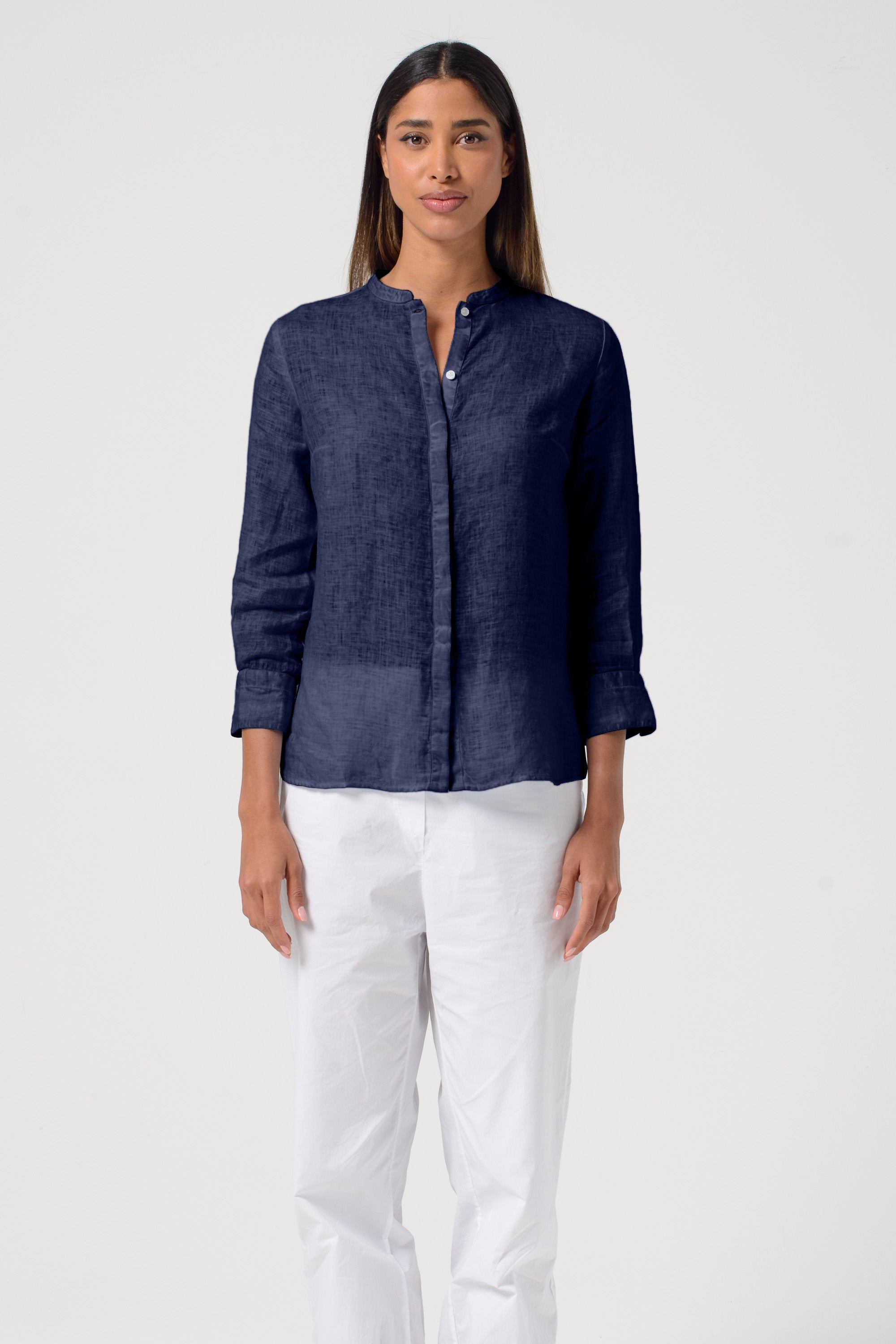 Asia Linen Shirt - Navy