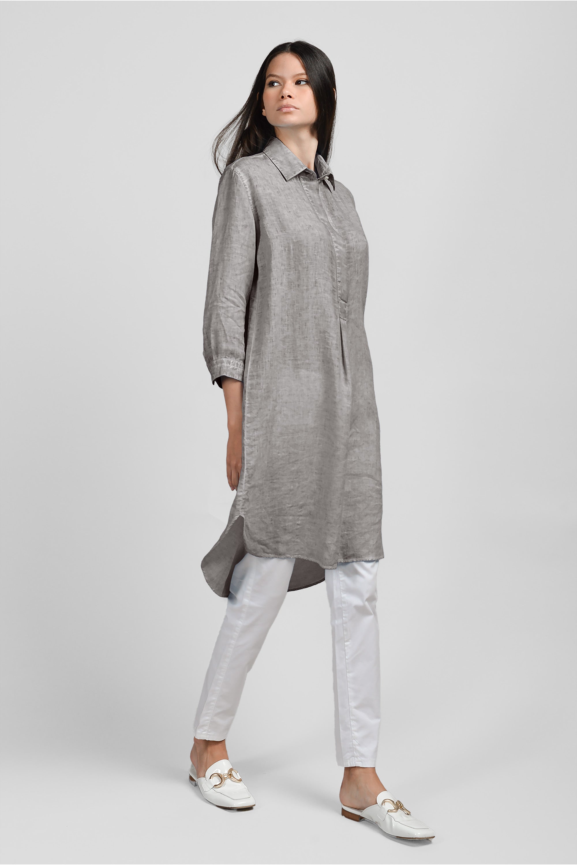 Midi Shirtdress Linen - Steel