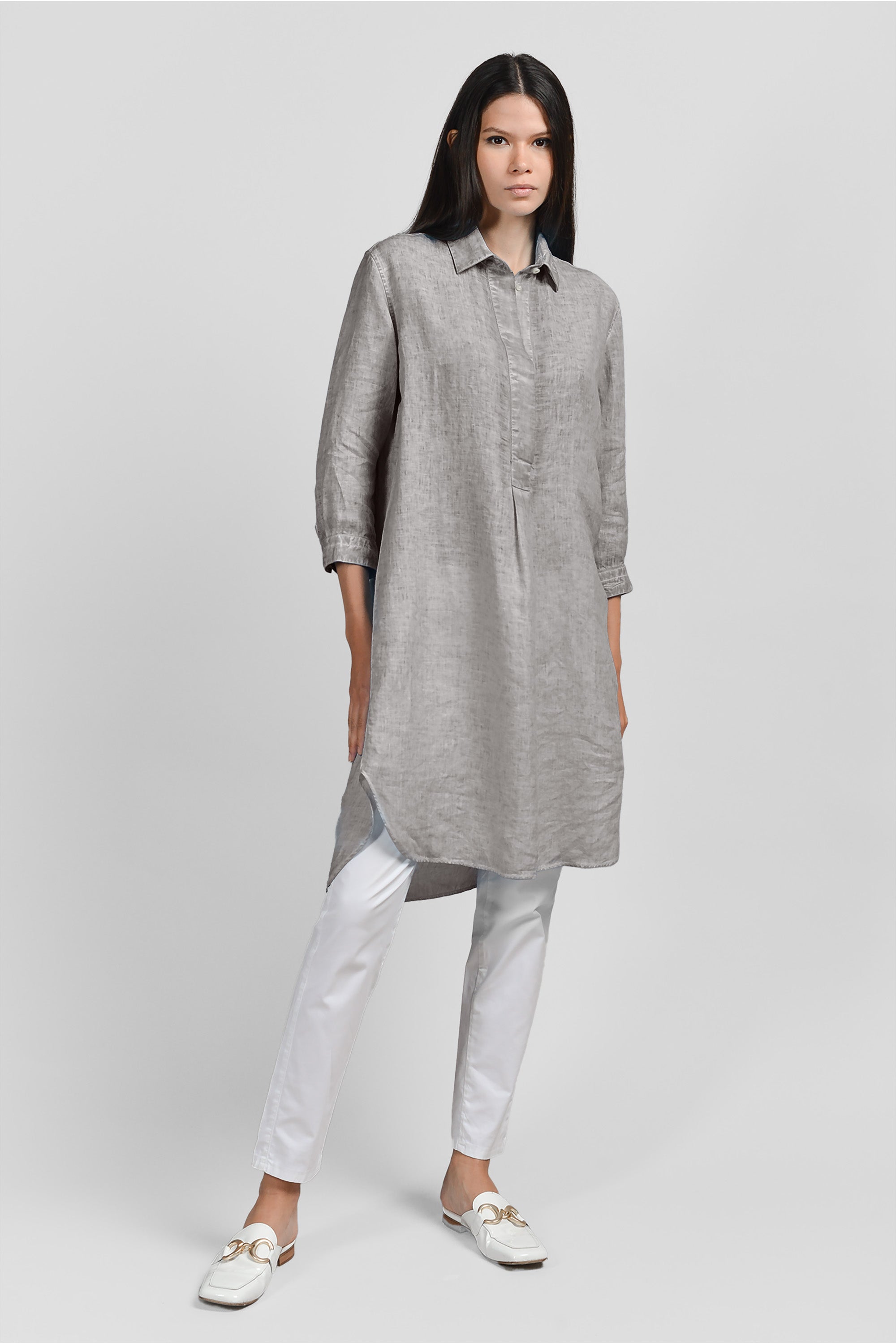 Midi Shirtdress Linen - Steel