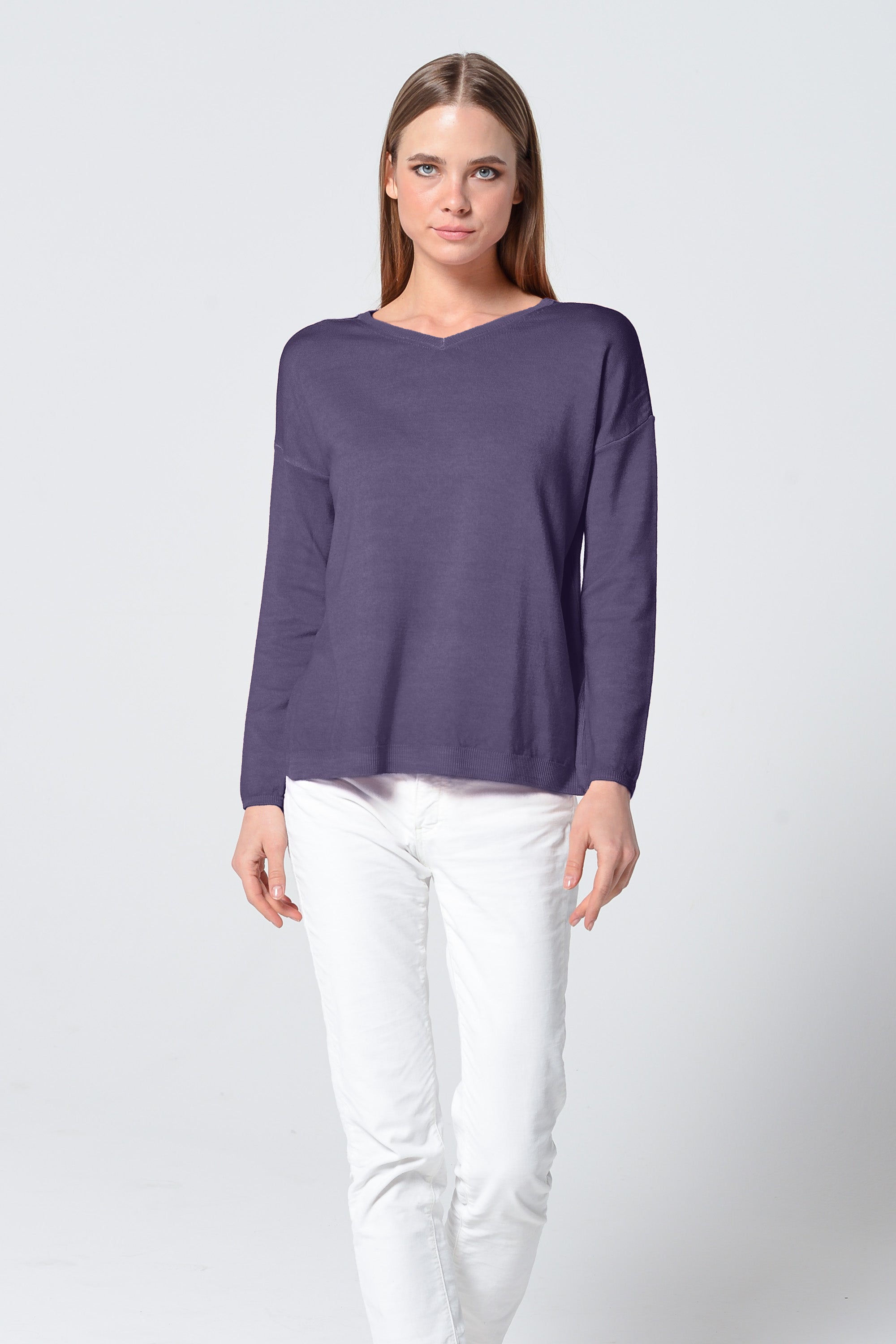 Echt Double V-Neck Sweater - Dusk