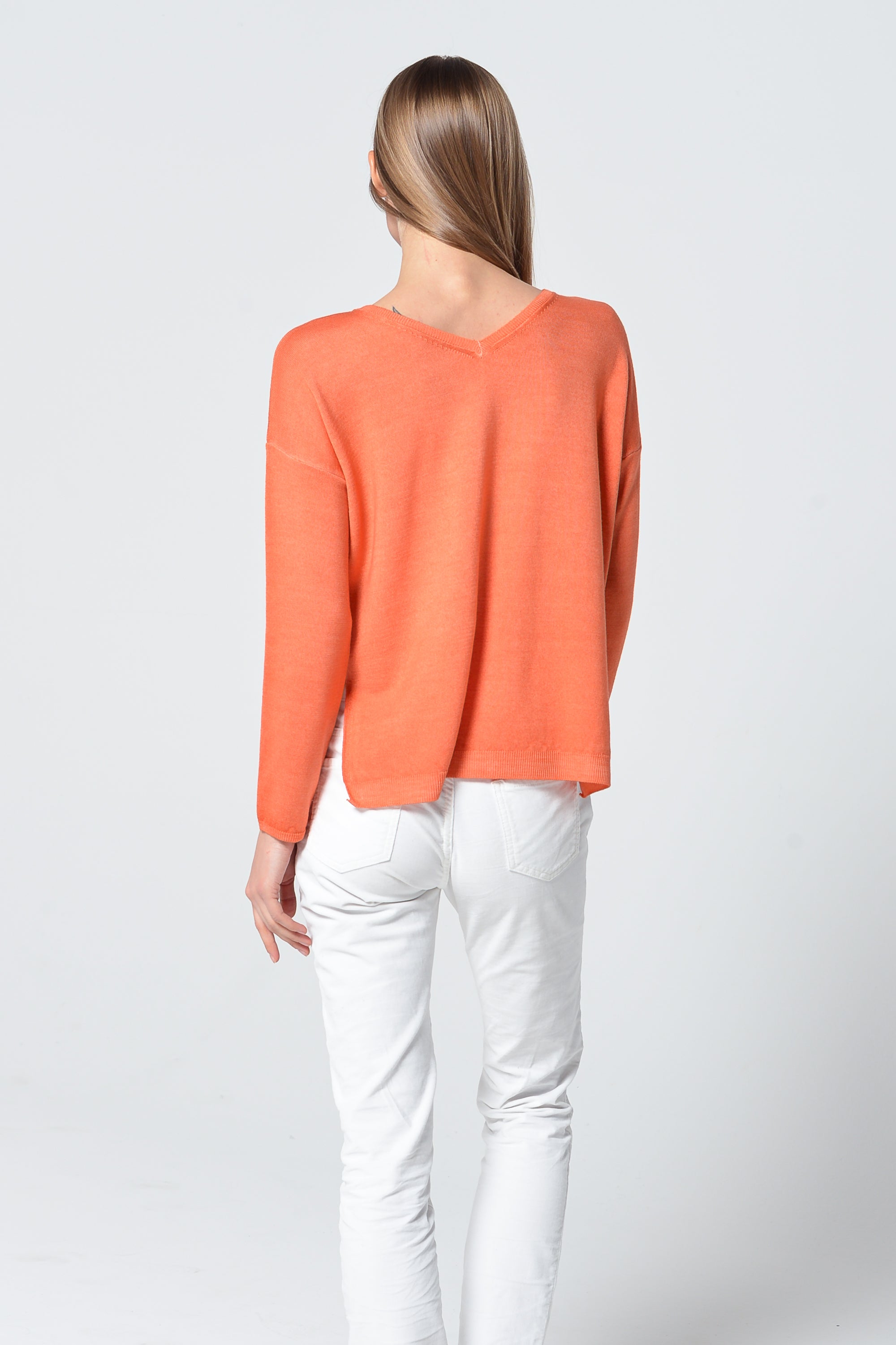 Echt Double V-Neck Sweater - Persimmon