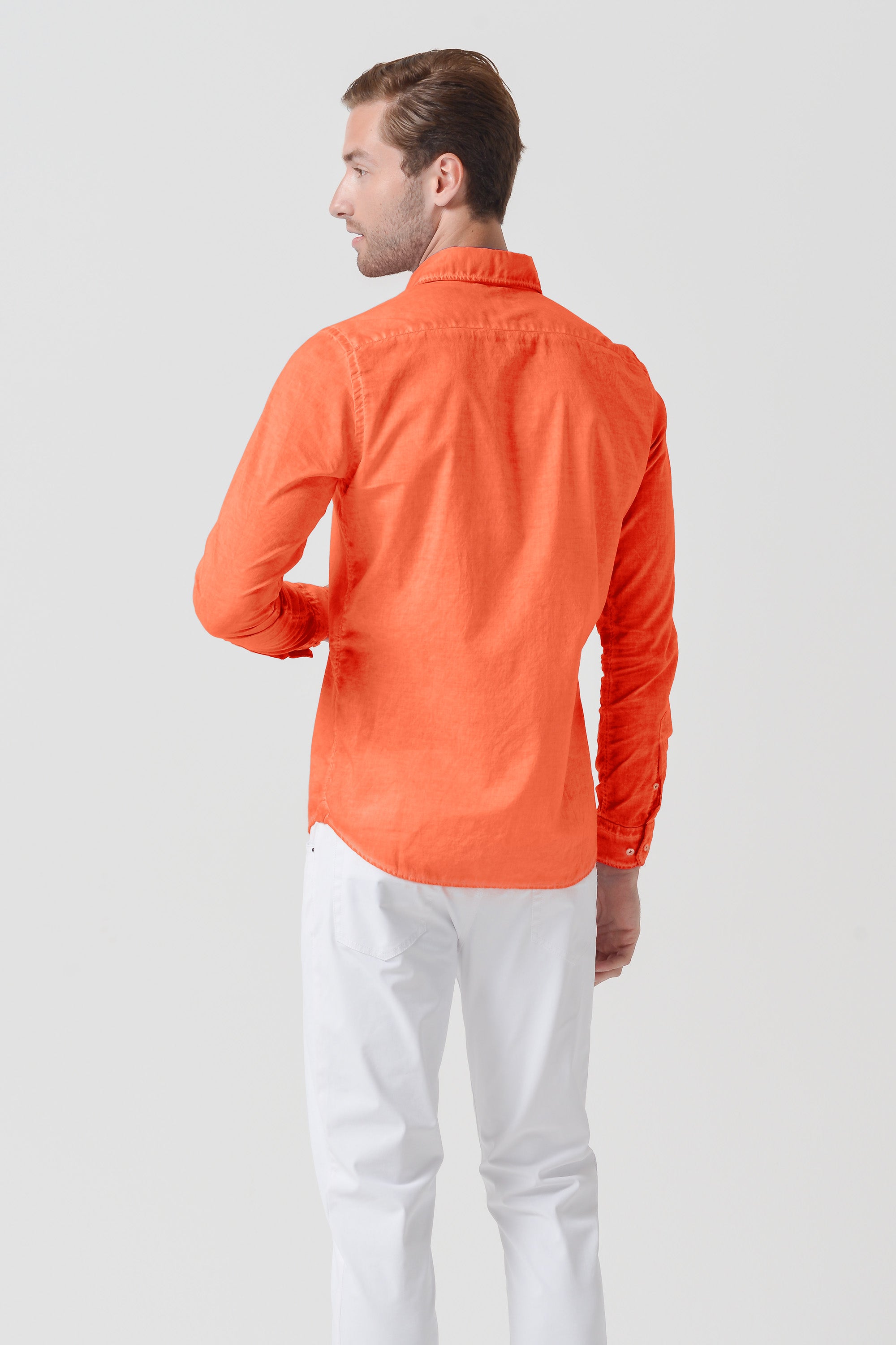 Relaxed Fit Cotton Voile Shirt - Papaya