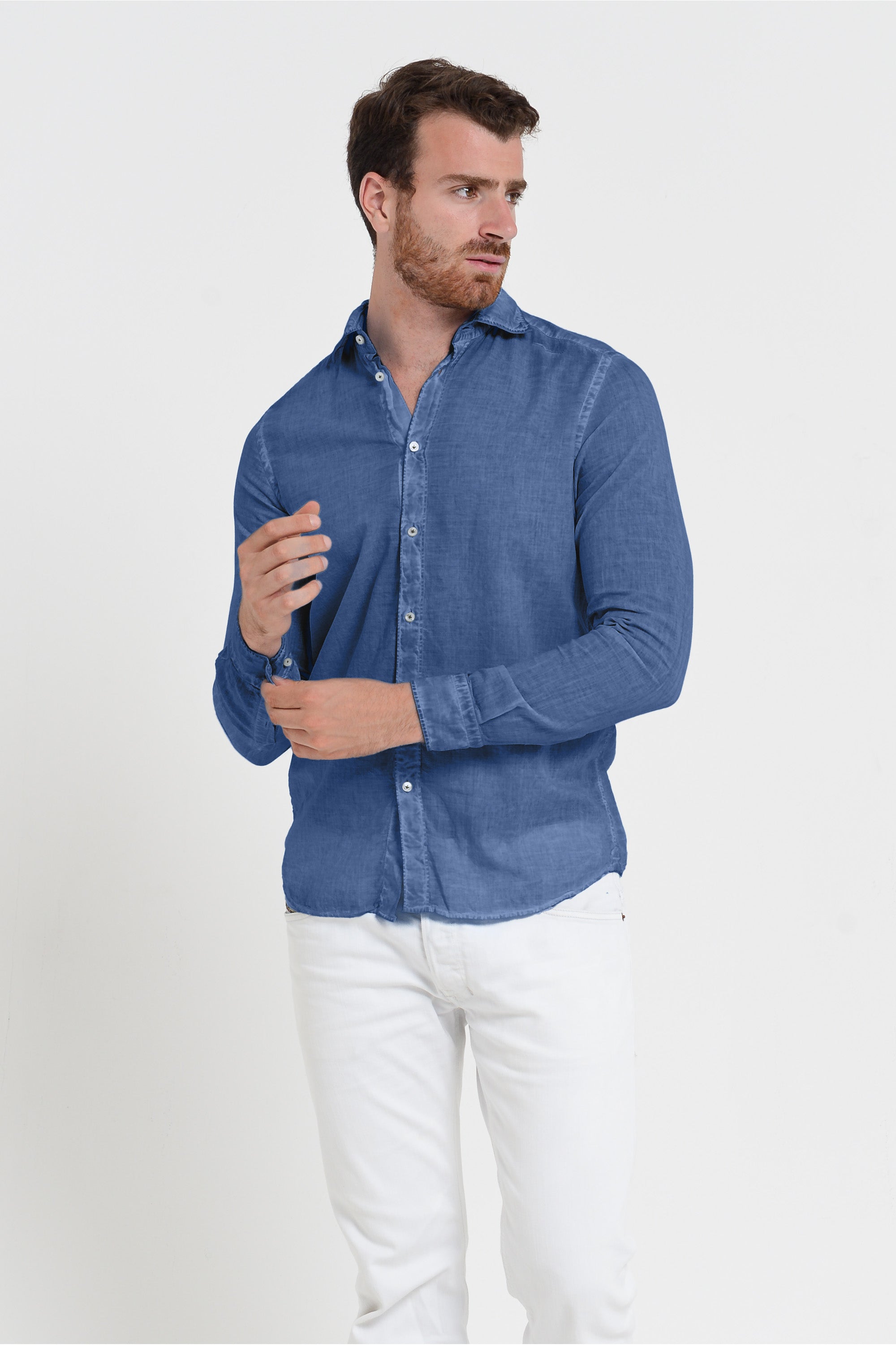 Relaxed Fit Cotton Voile Shirt - Pacific