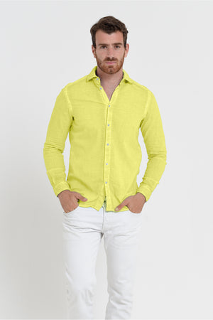 Relaxed Fit Cotton Voile Shirt - Lime